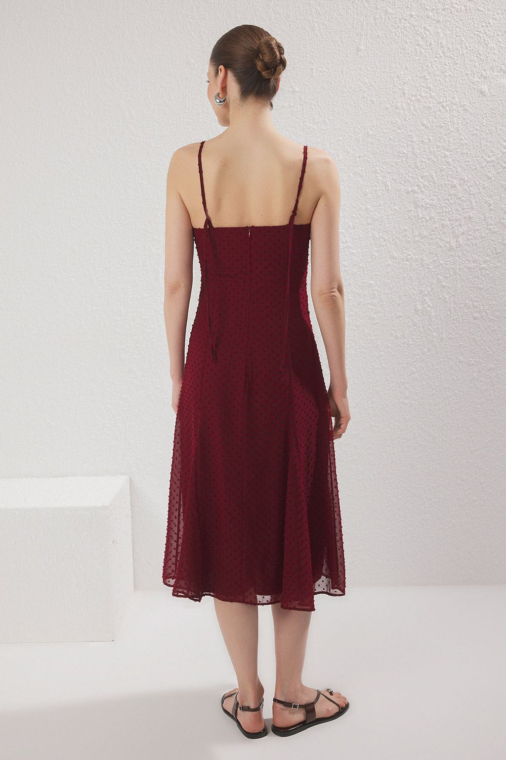 TRENDYOLMILLA Ekru Duz A Kesim Midi Dokuma Elbise TWOSS25EL00558 фото 9