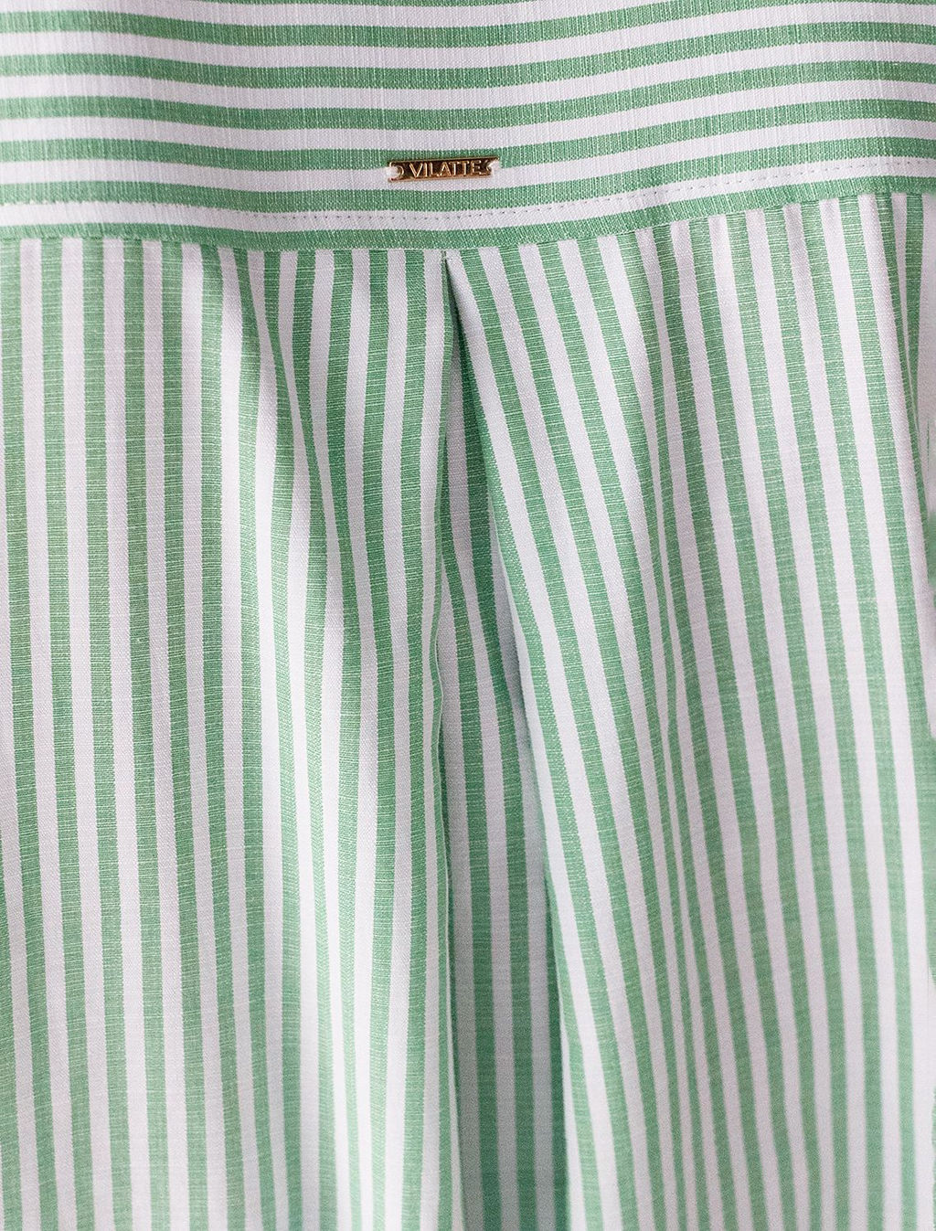 Удлиненная блузка с поясом в тонкую полоску из эластичного хлопка - Vilatte фото 4