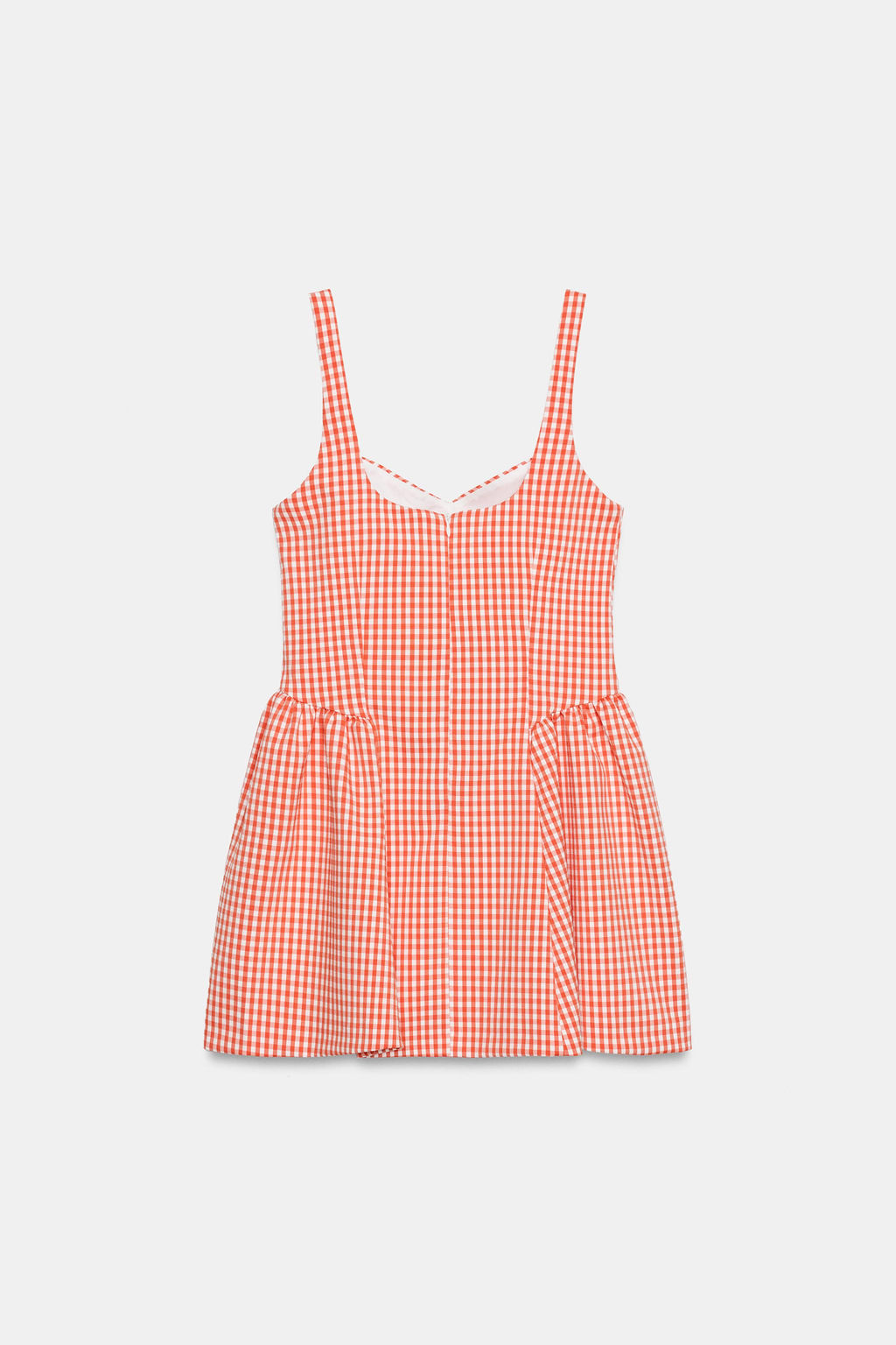 VESTIDO MINI VOLUMEN CUADRO VICHY / Naranja - Zara фото 7