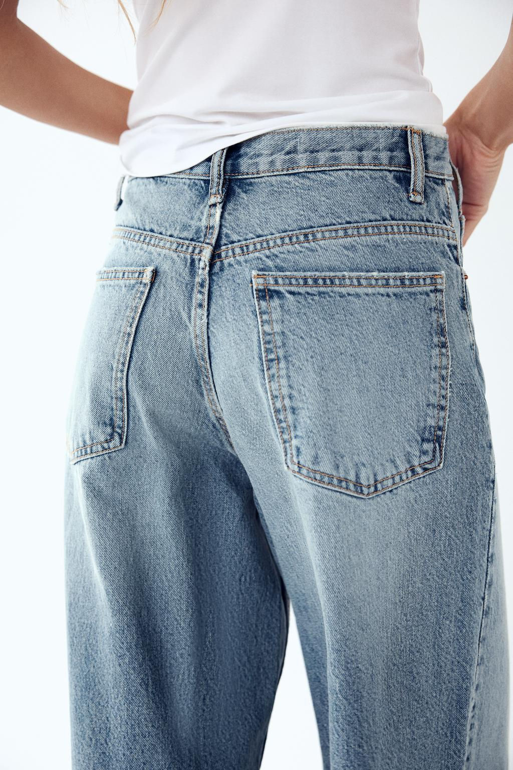 HIGH-WAIST TRF WIDE-LEG JEANS WITH CROSSOVER WAISTBAND - Zara фото 16