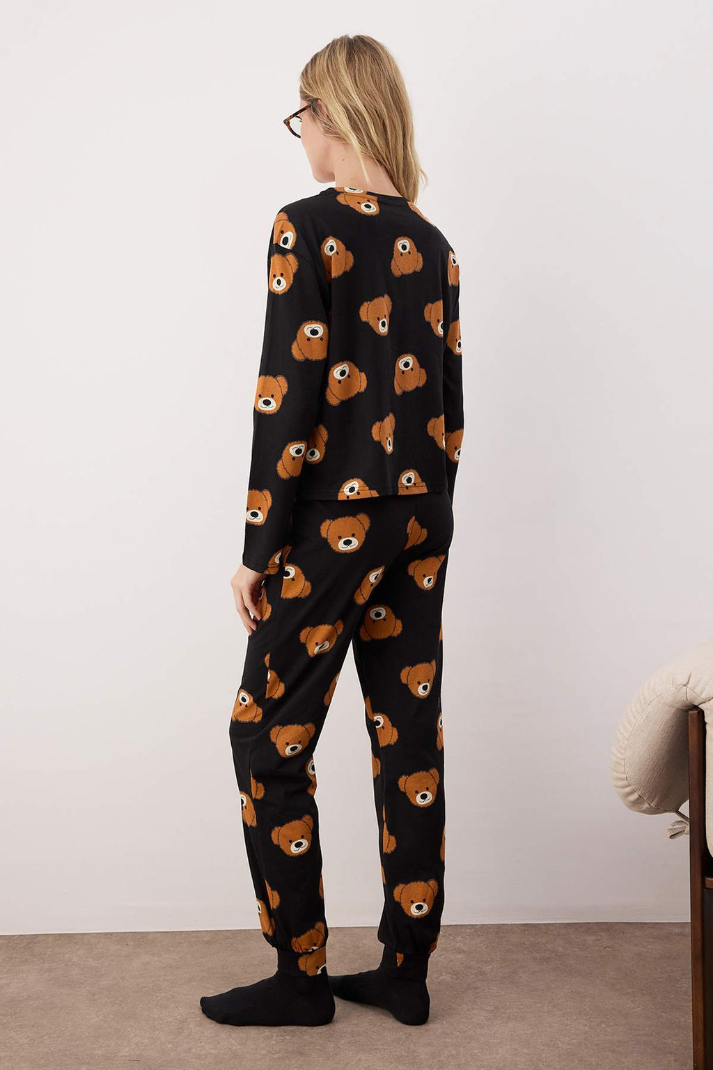 Trendyolmilla Siyah %100 Pamuklu Ay?c?kl? Orme Pijama Tak?m? THMAW23PT00514  фото 25