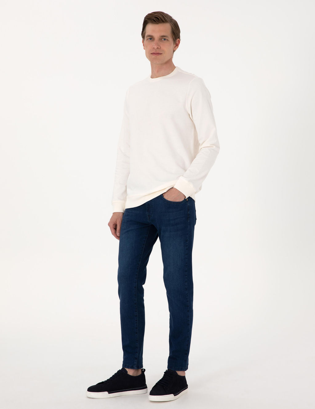 Ekru 2 _plik Regular Fit Bisiklet Yaka Basic Sweatshirt - Pierre cardin фото 4