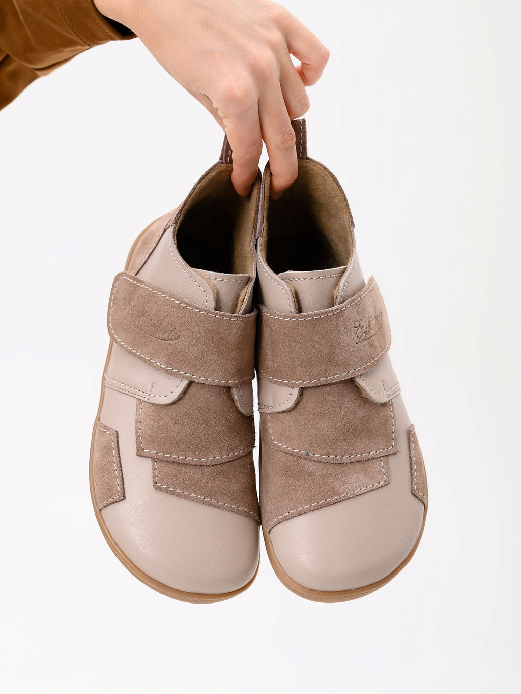 Босоногие ботинки 206.NATAbr.Визон+капучино замша/мех