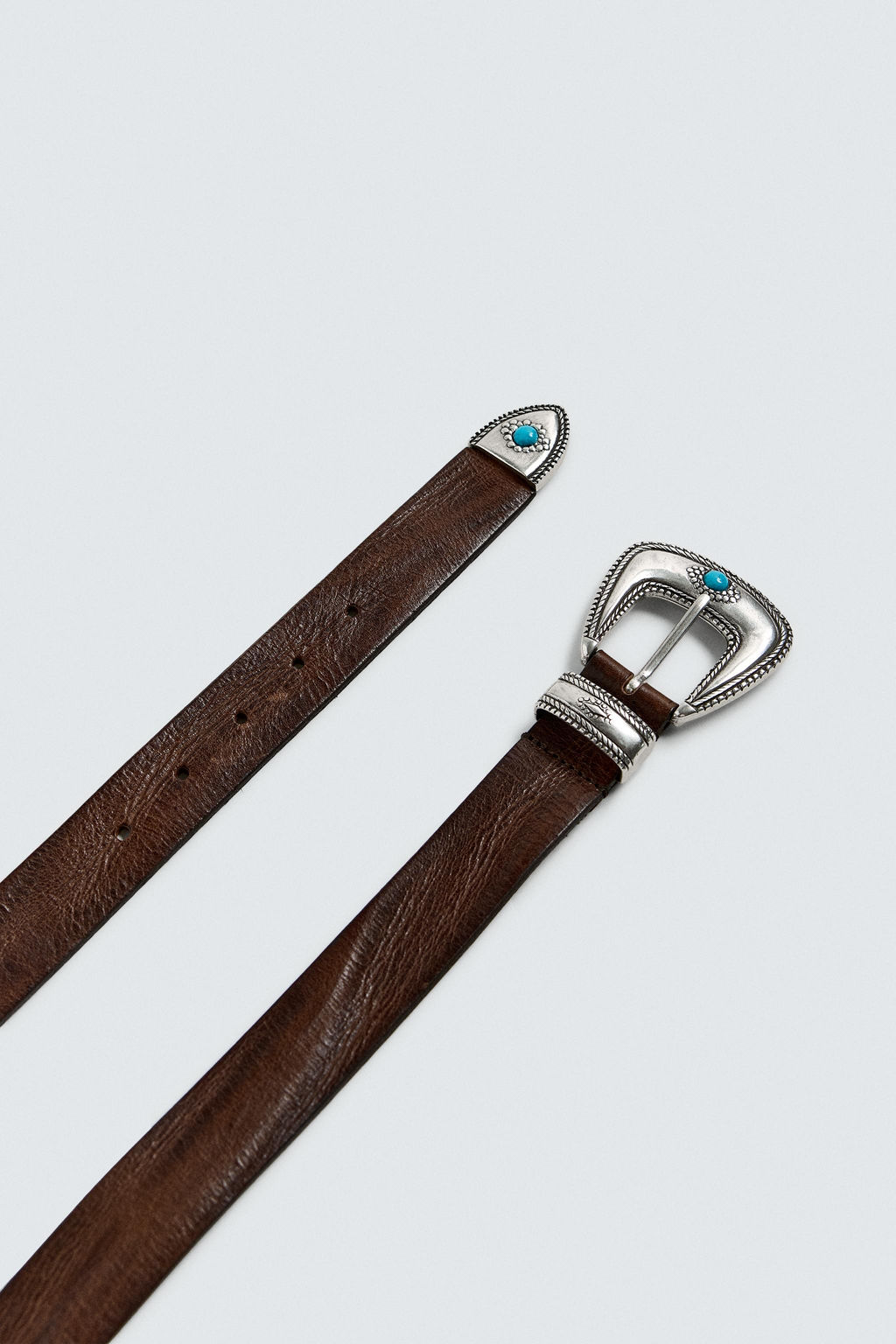VINTAGE-EFFECT LEATHER BELT - Zara фото 3