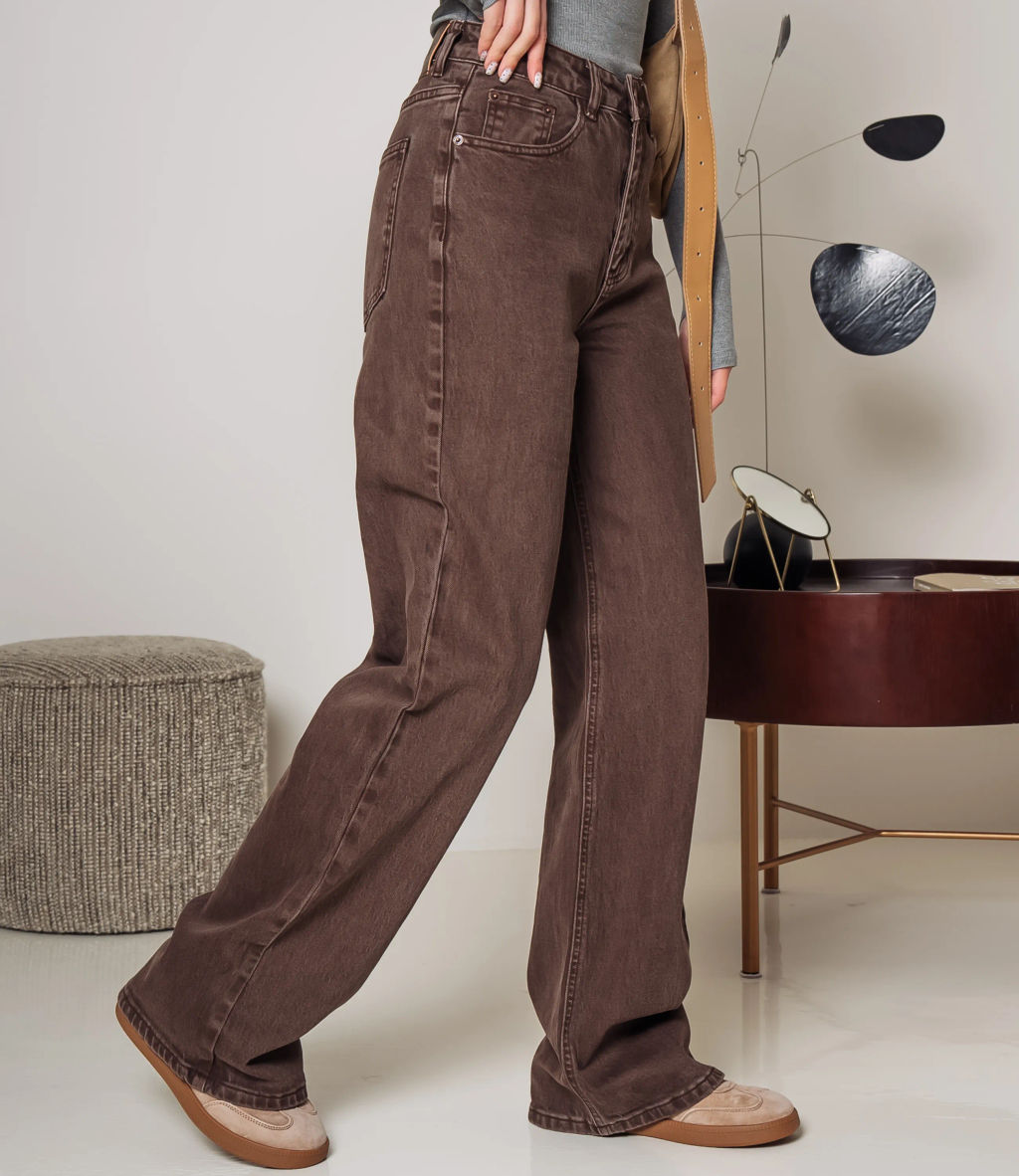 Джинсы #КТ6176, коричневый