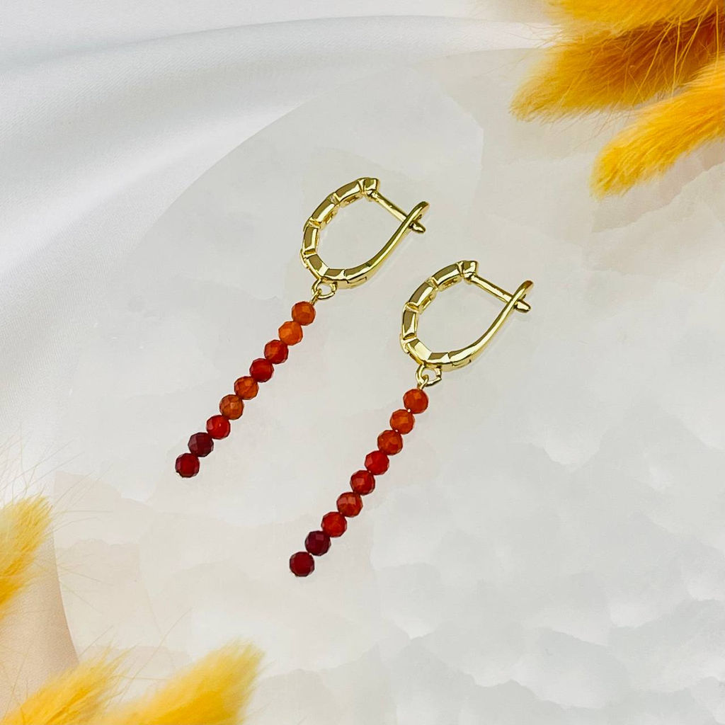 Серьги длинные из Сердолика - Радуга самоцветов фото 2