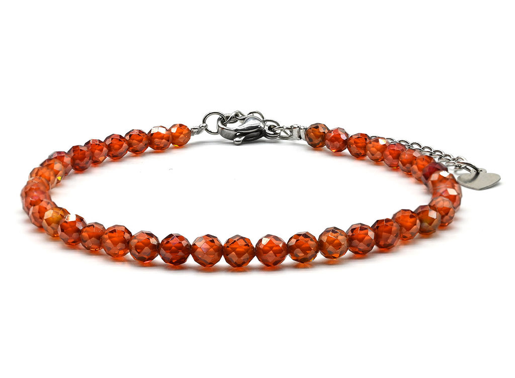 Браслет из фианитов шарик граненый 4мм цвет терракотовый, 17см
