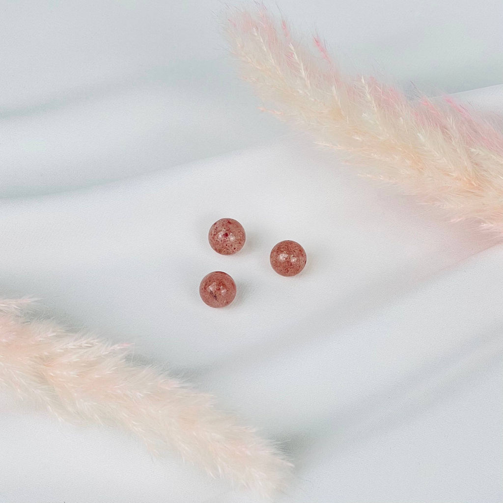 Бусины для украшений из Клубничного кварца (3 шт)