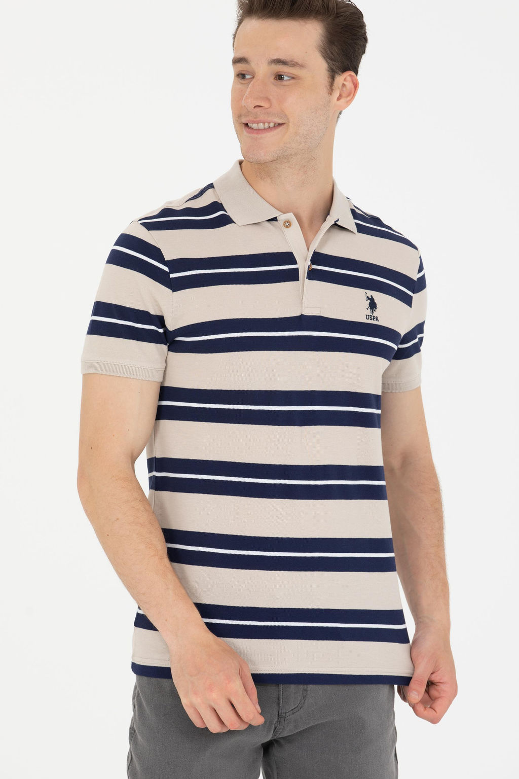 U. S. Polo Assn Мужская футболка с воротником-поло Stone - U.s. polo assn фото 8