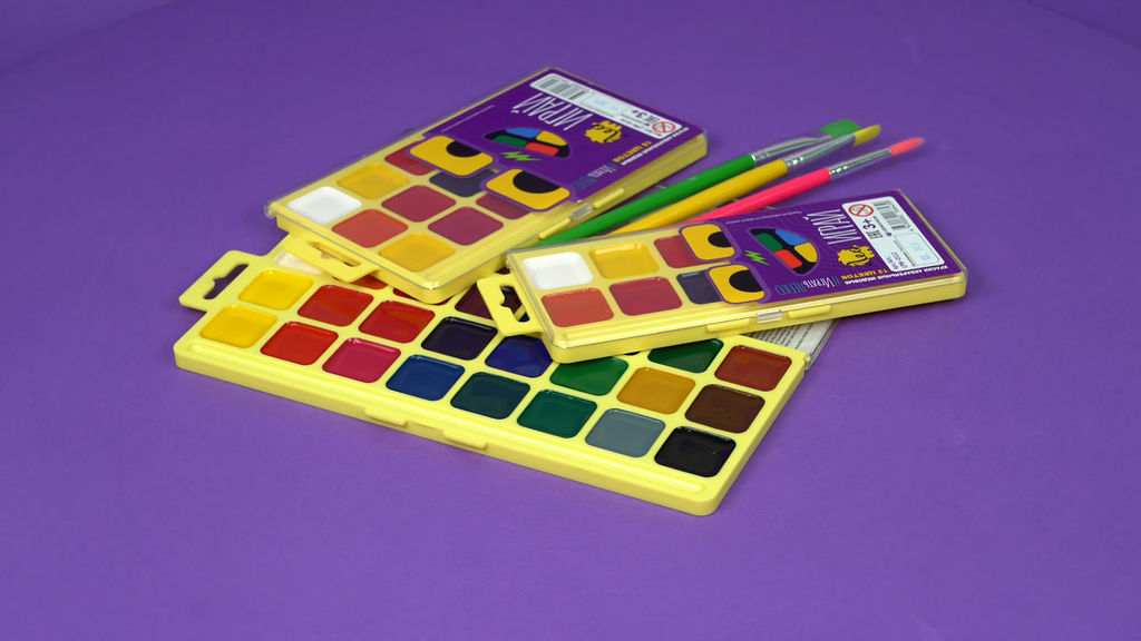 Краска акварель Лео Играй медовые, без кисти в пластиковой упаковке с европодвесом LPW-0112 12 цв фото 3