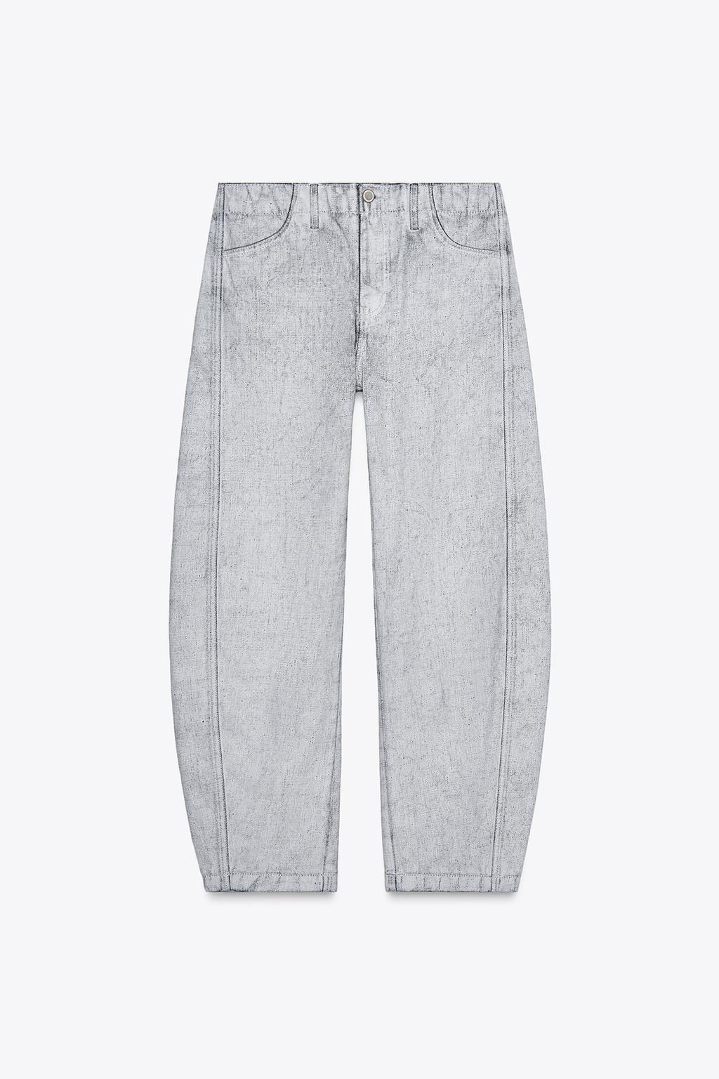 ZW COLLECTION TAPERED COATED MID-RISE JEANS - Zara фото 7