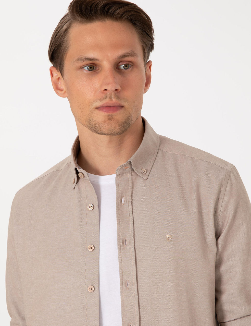 Vizon Oxford Slim Fit Kolay _t_lenebilir G_mlek - Pierre cardin фото 2