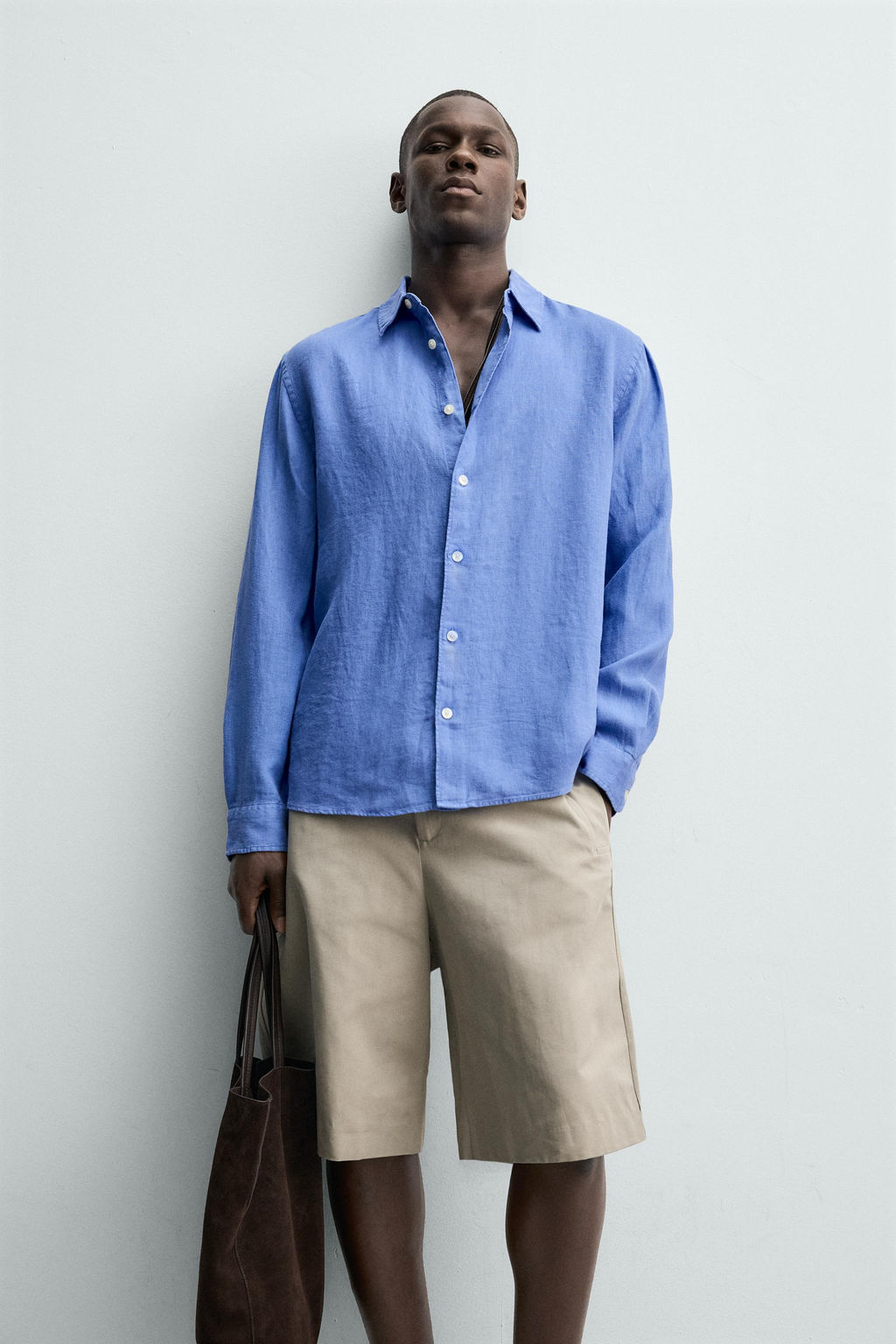 CAMISA REGULAR FIT 100% LINO / Azul lavado - Zara фото 6