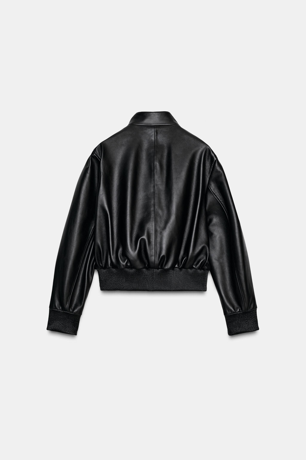 LIMITED EDITION ZW COLLECTION LEATHER BOMBER JACKET - Zara фото 7