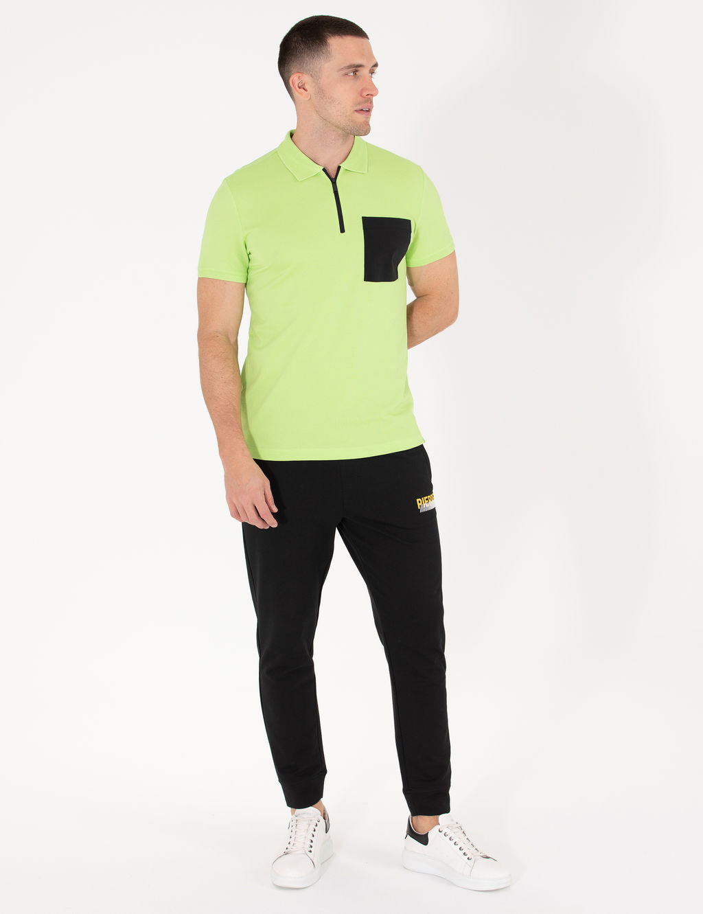 Ye_il Slim Fit Fermuarl_ Polo Yaka Ti__rt