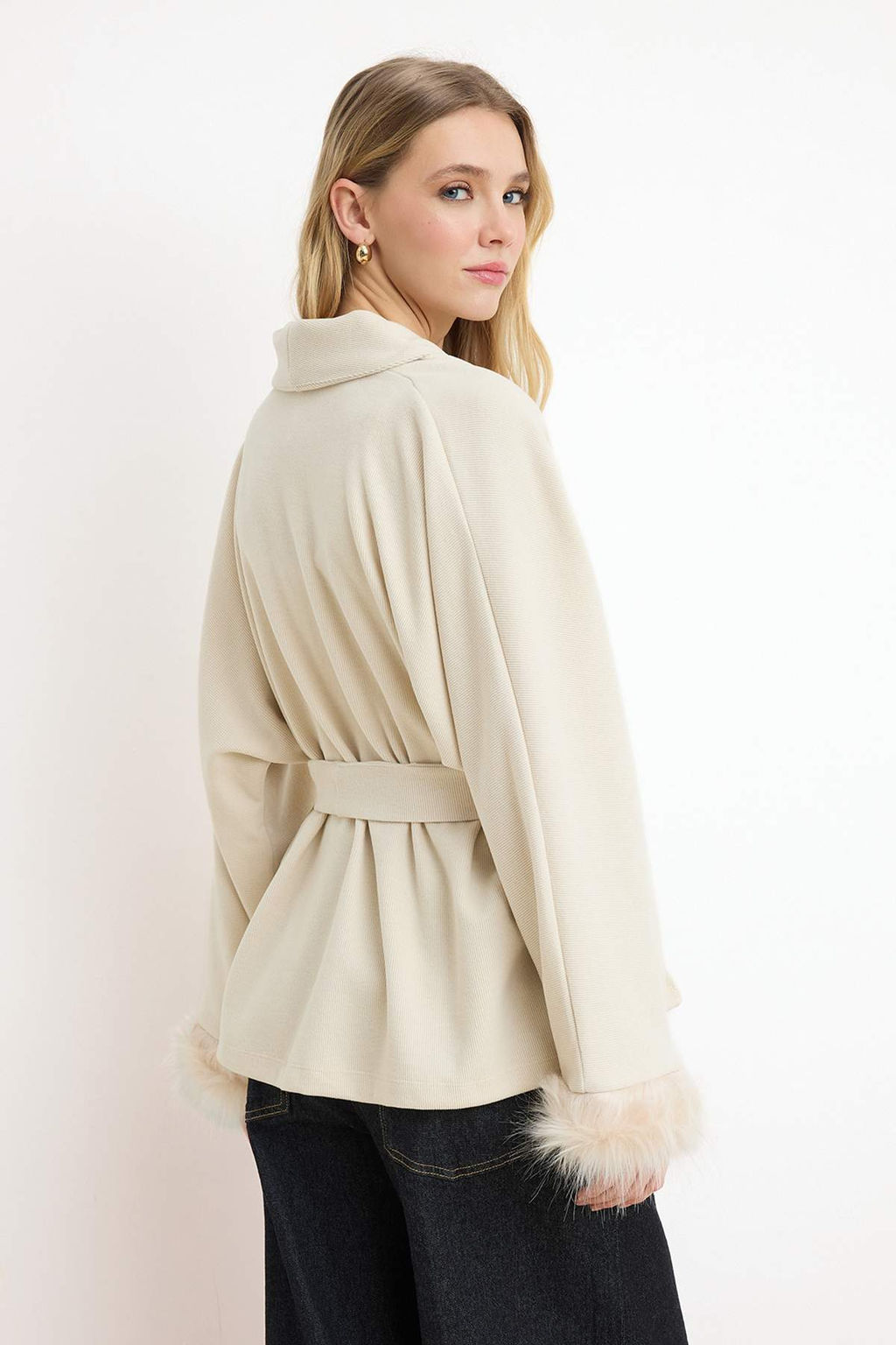 Antrasit Kurk Detayl? Oversize/Genis Kal?p Selanik Esnek Orme Ceket TWOAW26CE00080 - Trendyolmilla фото 8