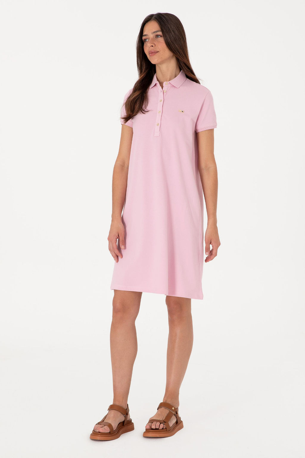Kad_n A__k Pembe Polo Yaka Mini Boy _rme Elbise Sepette S_rpriz _ndirim - U.s. polo assn фото 3