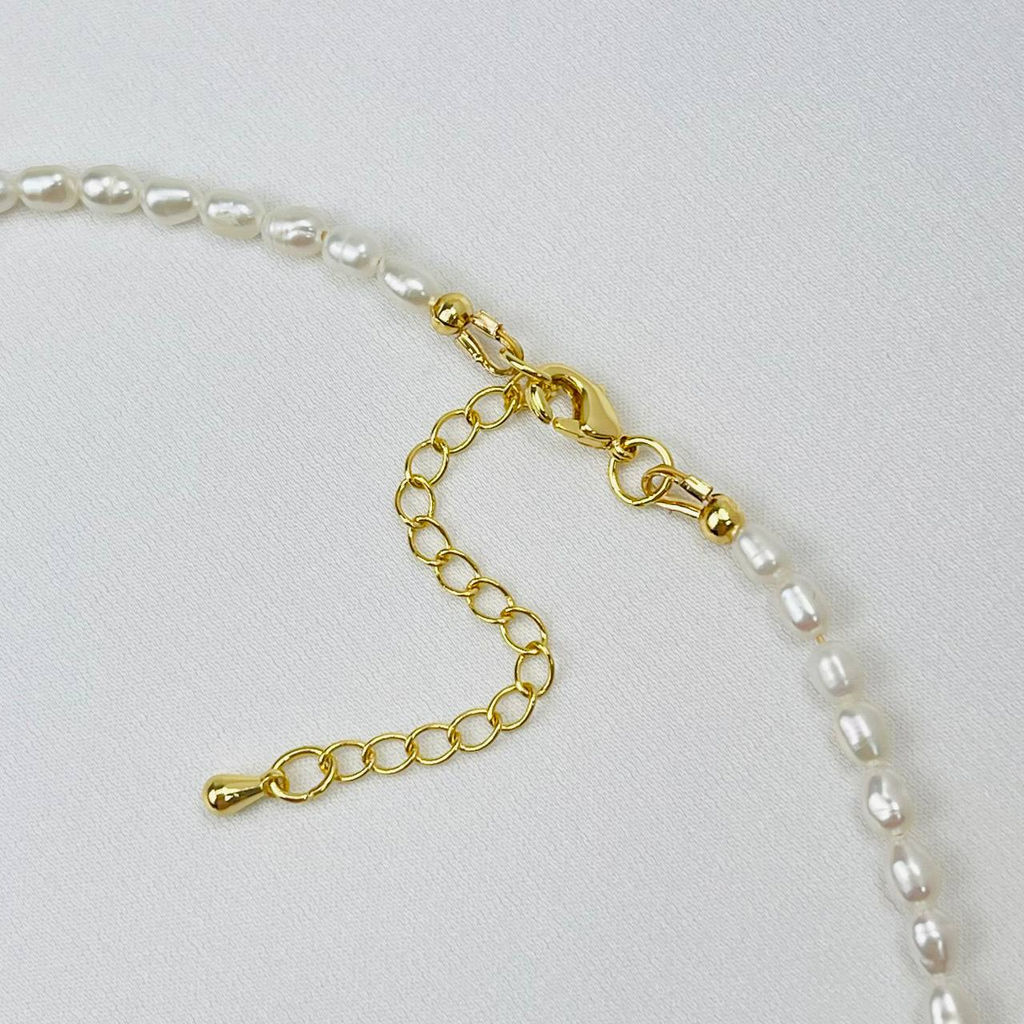 Чокер из Жемчуга и Родонита 38 см +