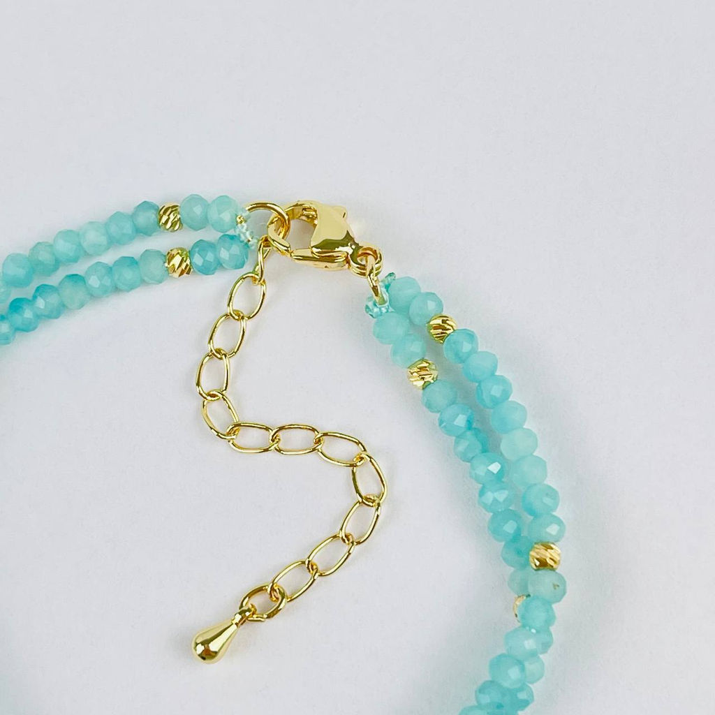 Браслет двойной из Амазонита и Малахита 16 см + - Радуга самоцветов фото 4