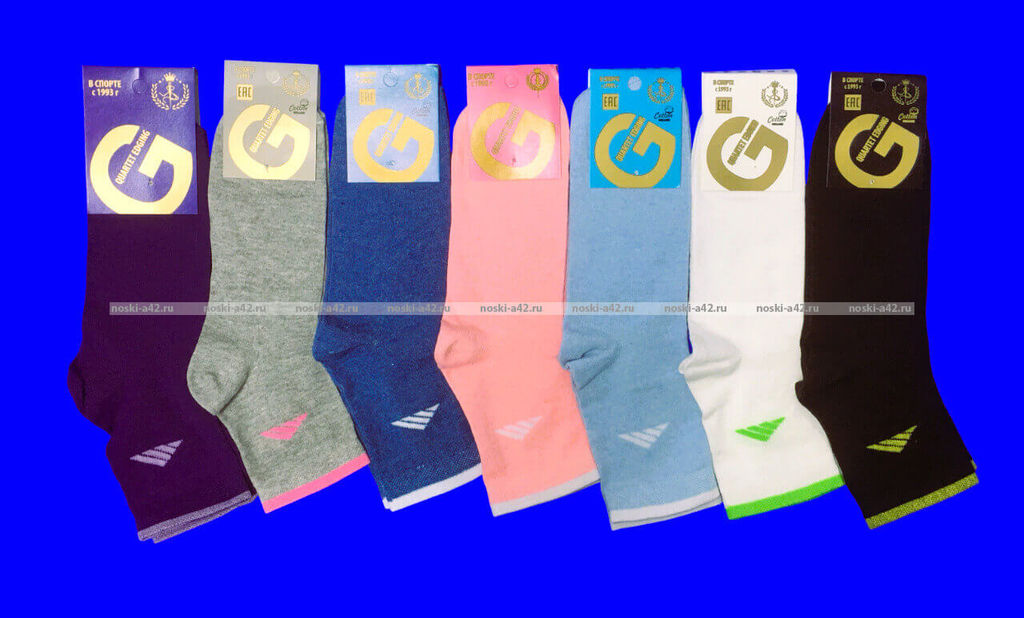 Цена за 10 пар. Золотая Игла носки женские спортивные с лайкрой с-1111