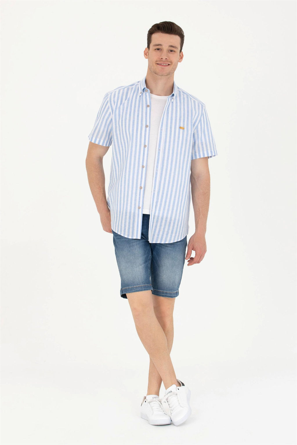 Мужская синяя рубашка с коротким рукавом - U.s. polo assn фото 11