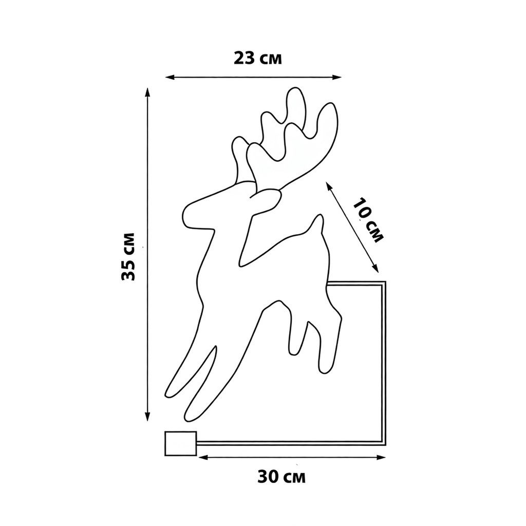 ULD-M2430-030/STB/3AA WARM WHITE IP20 GOLDEN DEER Фигура светодиодная каркасная Золотой олень, на батарейках 3АА (не в/к), 24х30см, 30 светодиодов. Теплый белый свет. Провод прозрачный. TM Uniel