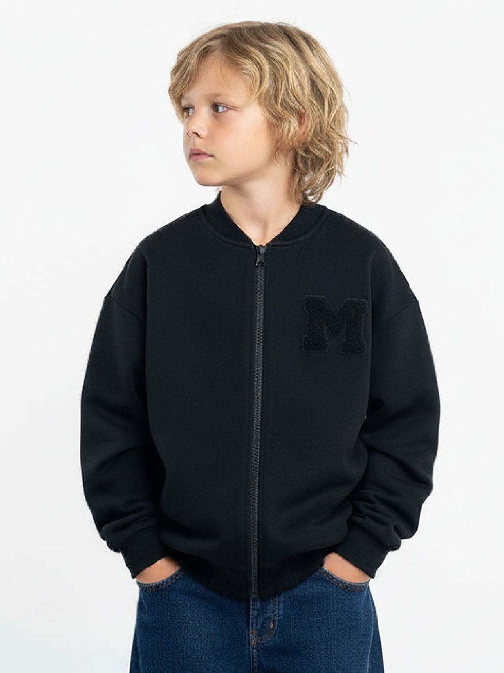 Джемпер на молнии с шевроном 22-2515 черный - Mini maxi фото 2