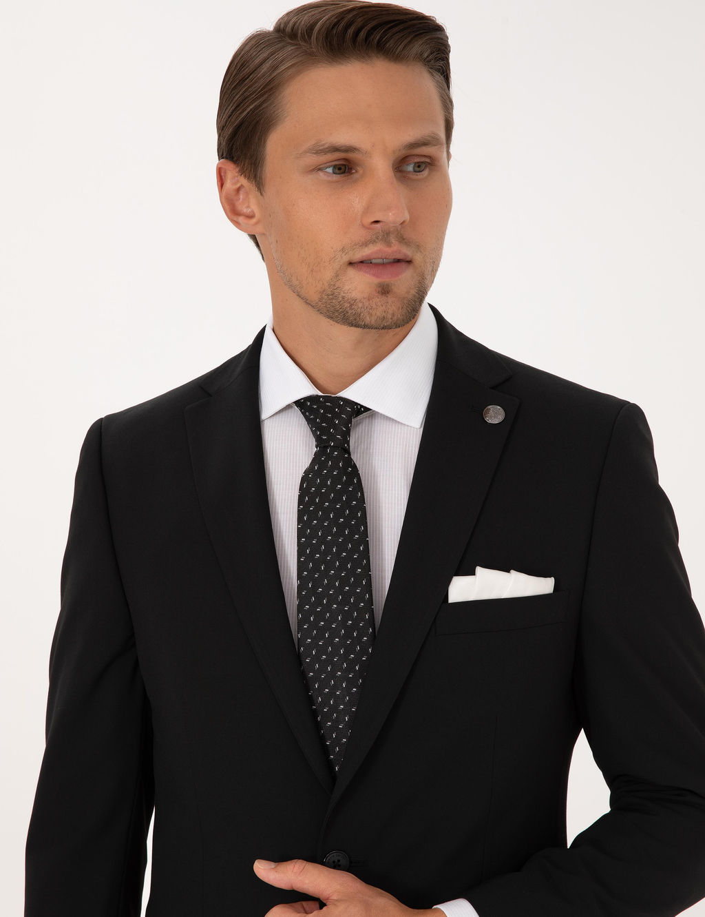 Siyah Slim Fit Tak_m Elbise