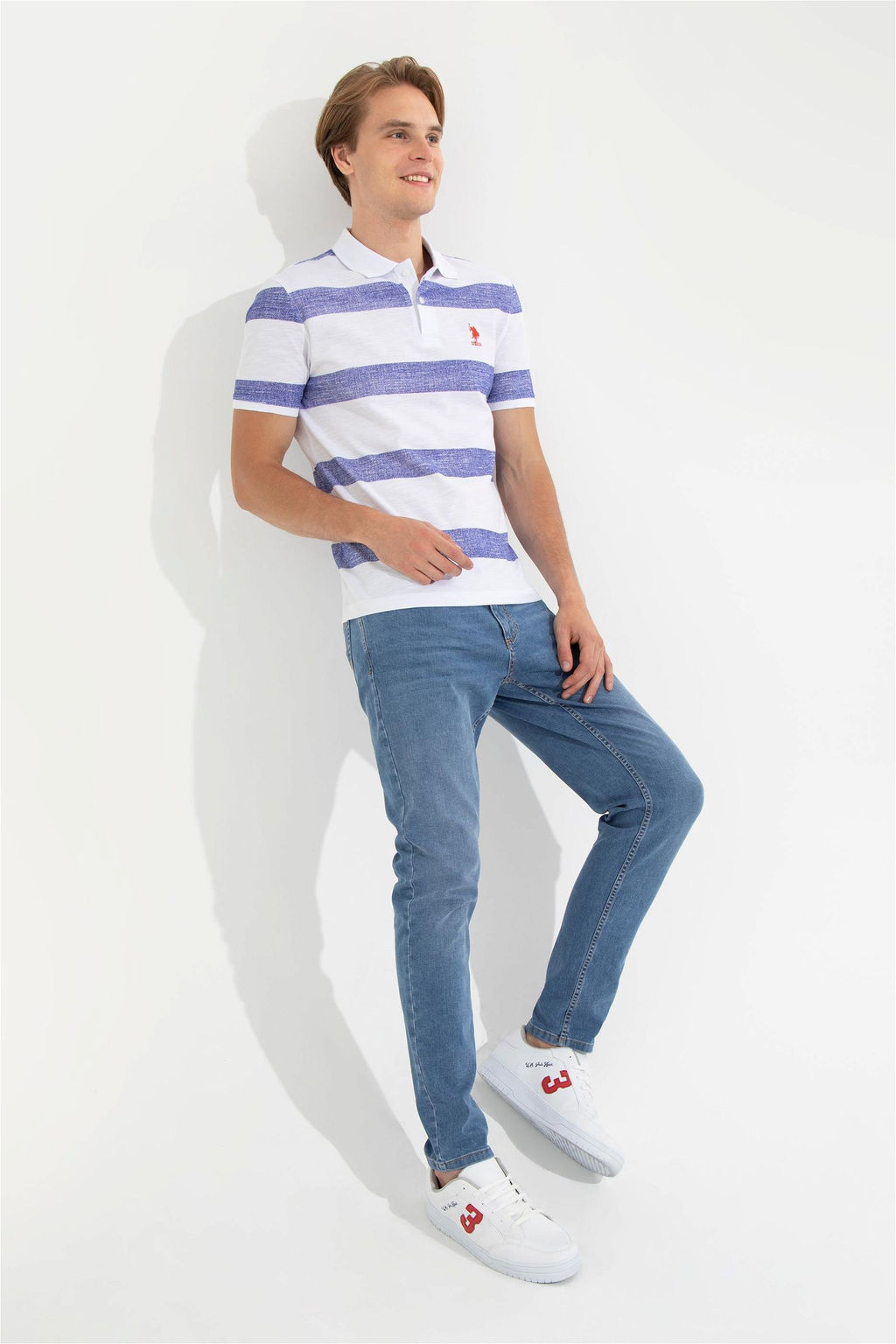 U. S. Polo Assn Мужская синяя футболка с воротником-поло - U.s. polo assn фото 10