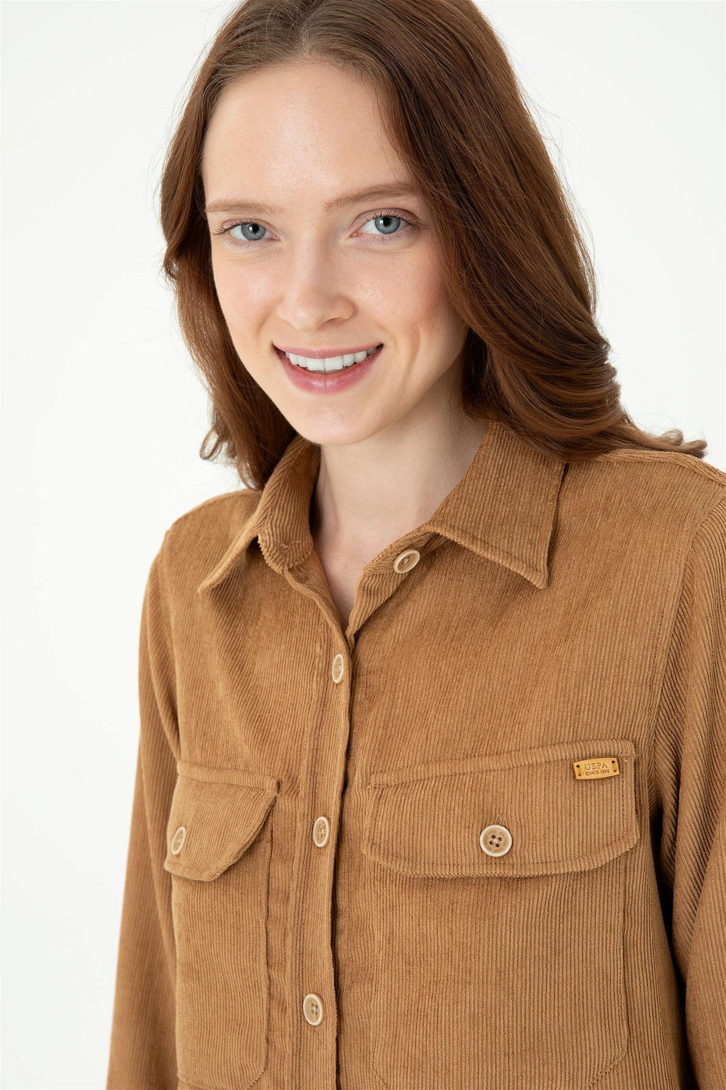 Женская рубашка песочного цвета с длинным рукавом Неожиданная скидка в корзине - U.s. polo assn фото 2