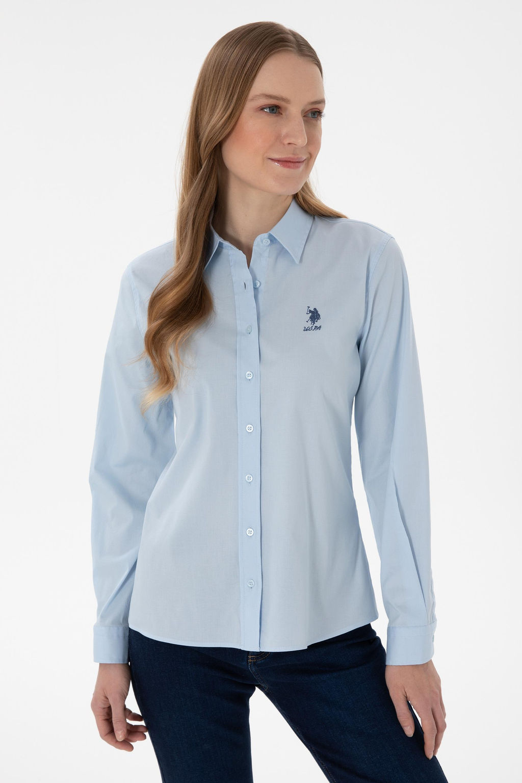 Kad_n A__k Mavi Uzun Kollu Basic G_mlek Sepette S_rpriz _ndirim