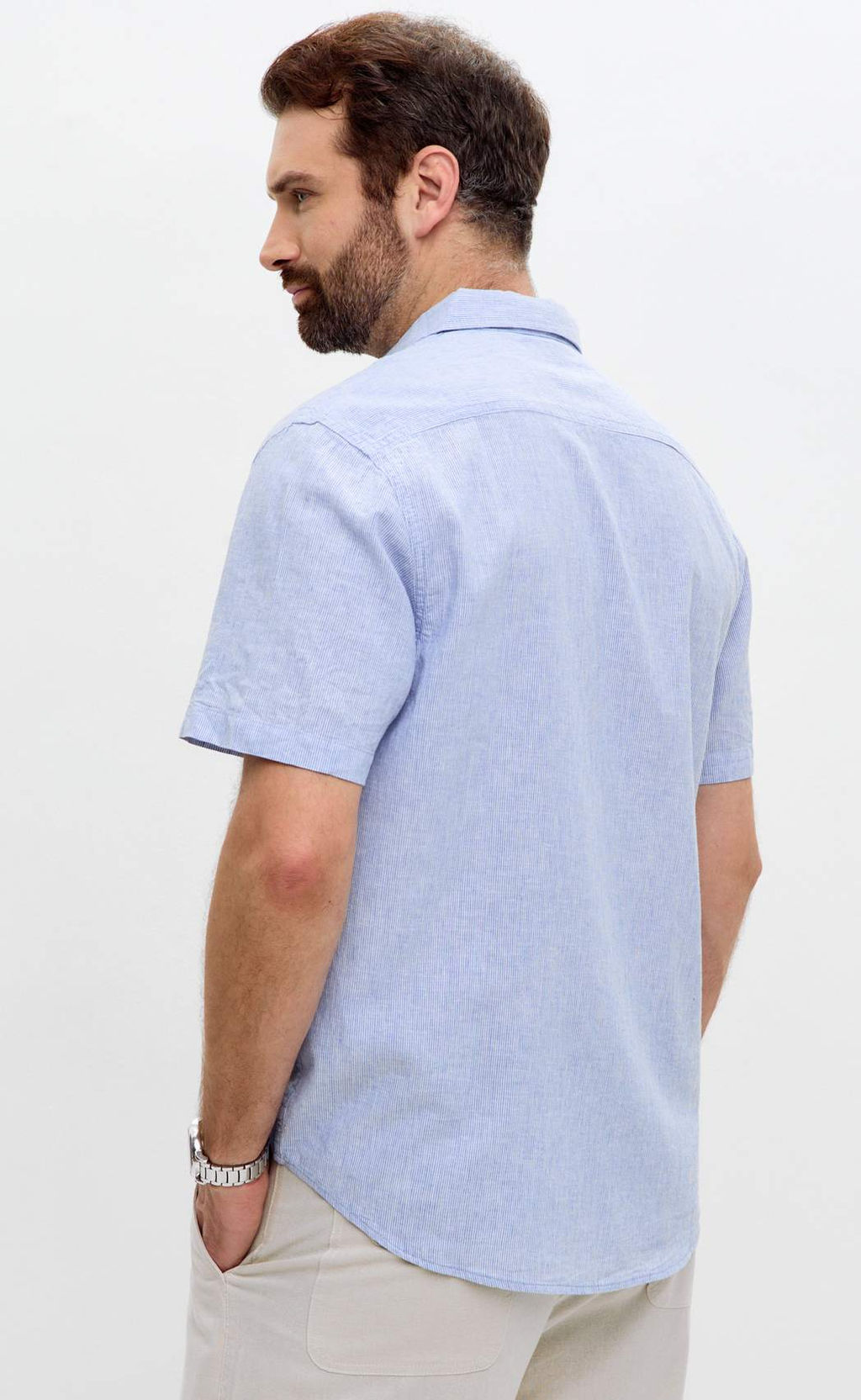 Рубашка к/р лен F111-0450 l.blue stripes - Fine joyce фото 6