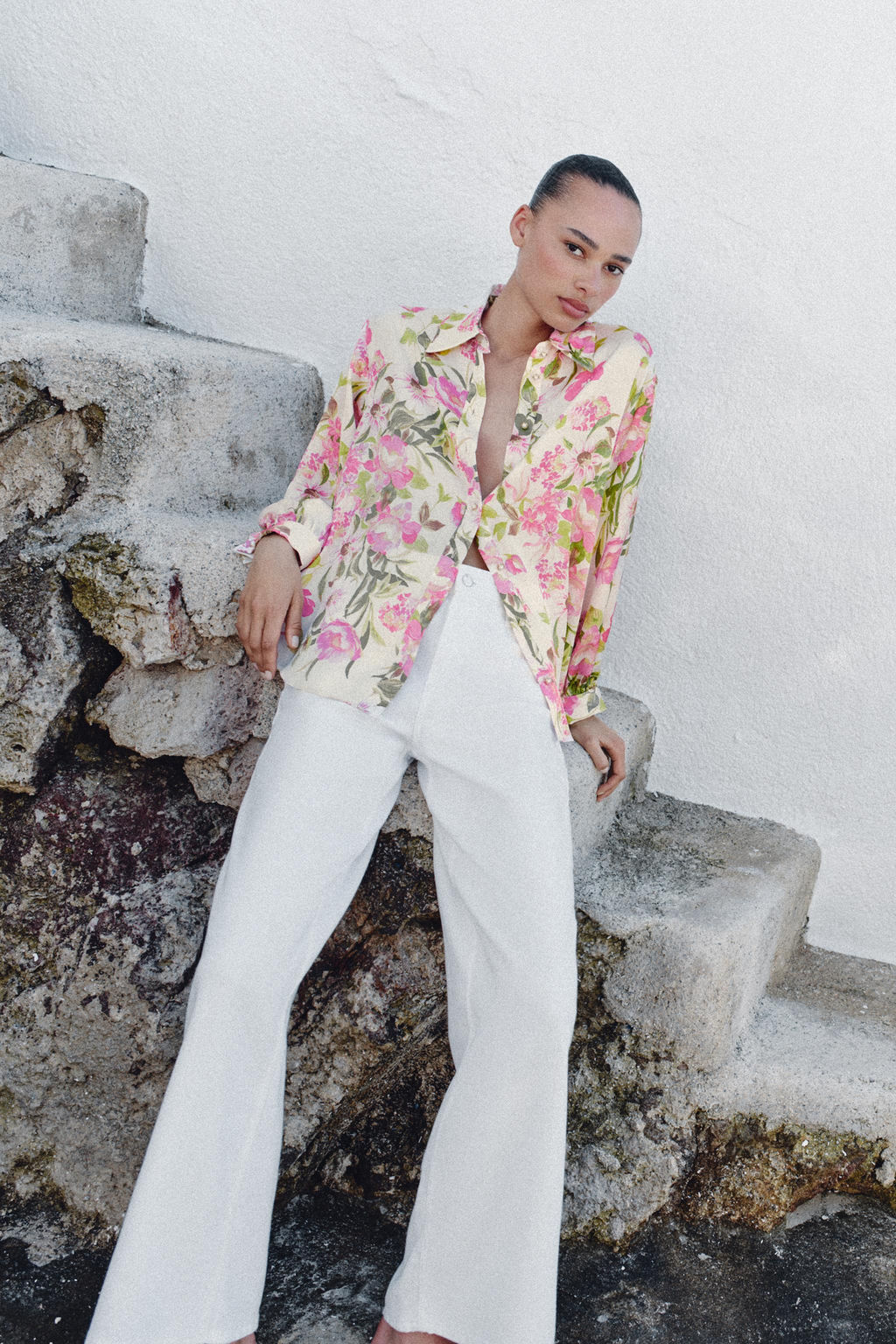 CAMISA SATINADA ESTAMPADO FLORAL / Multicolor - Zara фото 6