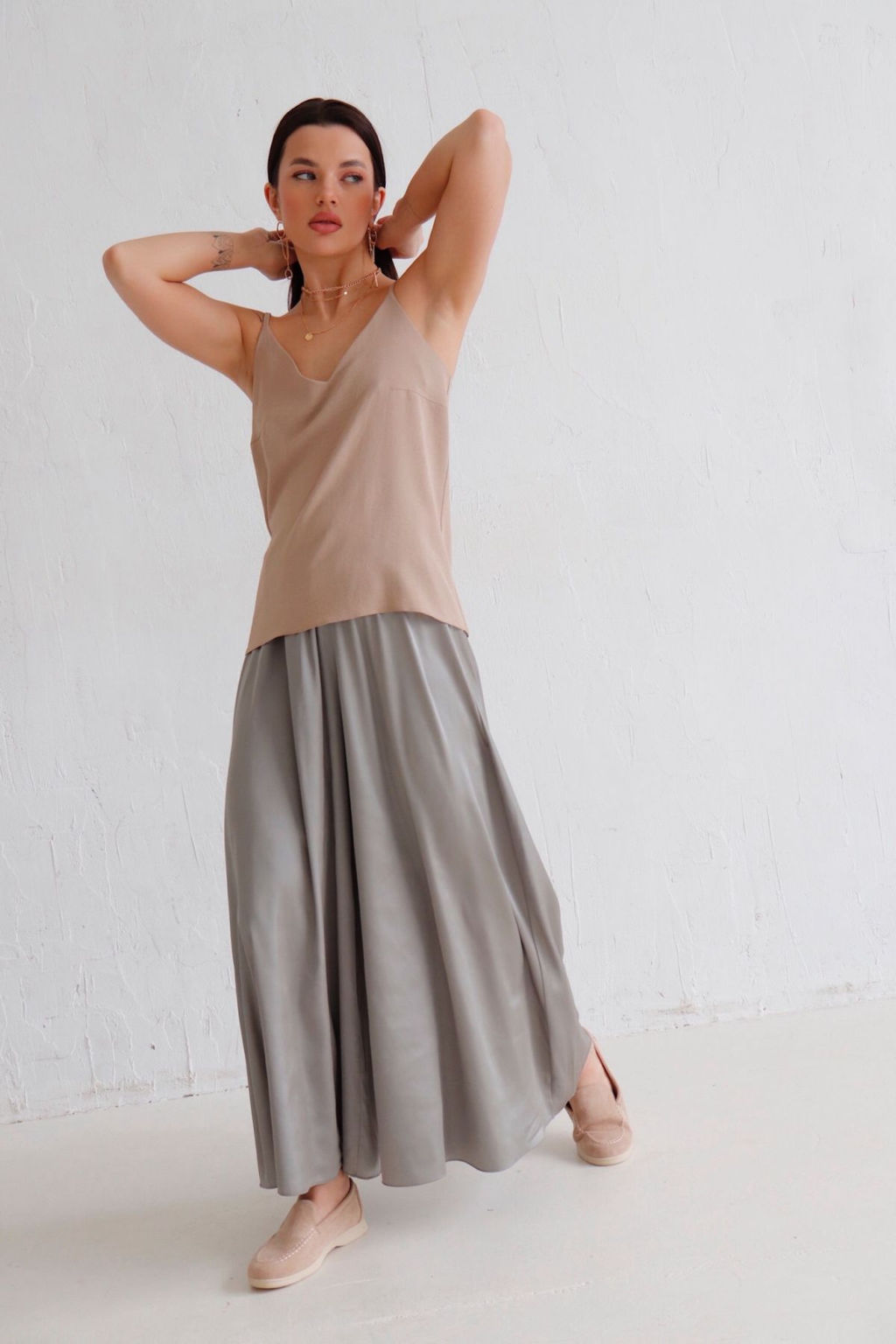 12588 Юбка-брюки светло-серые - Martichelli фото 3