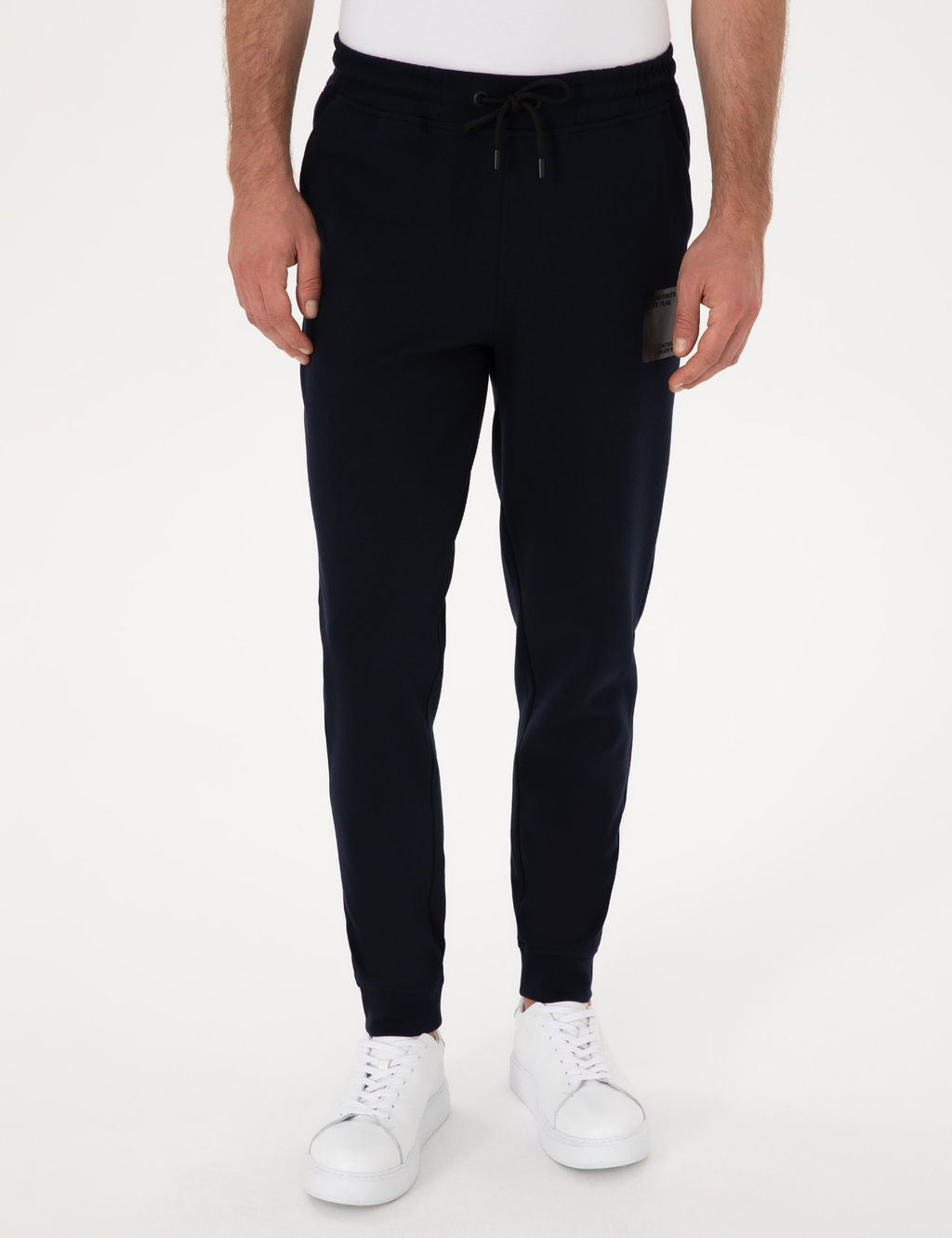 Lacivert Slim Fit Pamuk Kar___ml_ Pa_as_ Lastikli E_ofman Alt_