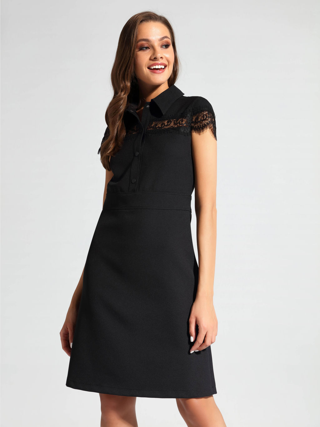 CONTE Платье-рубашка с фактурным кружевом LPL 1038 black - Conte elegant фото 4