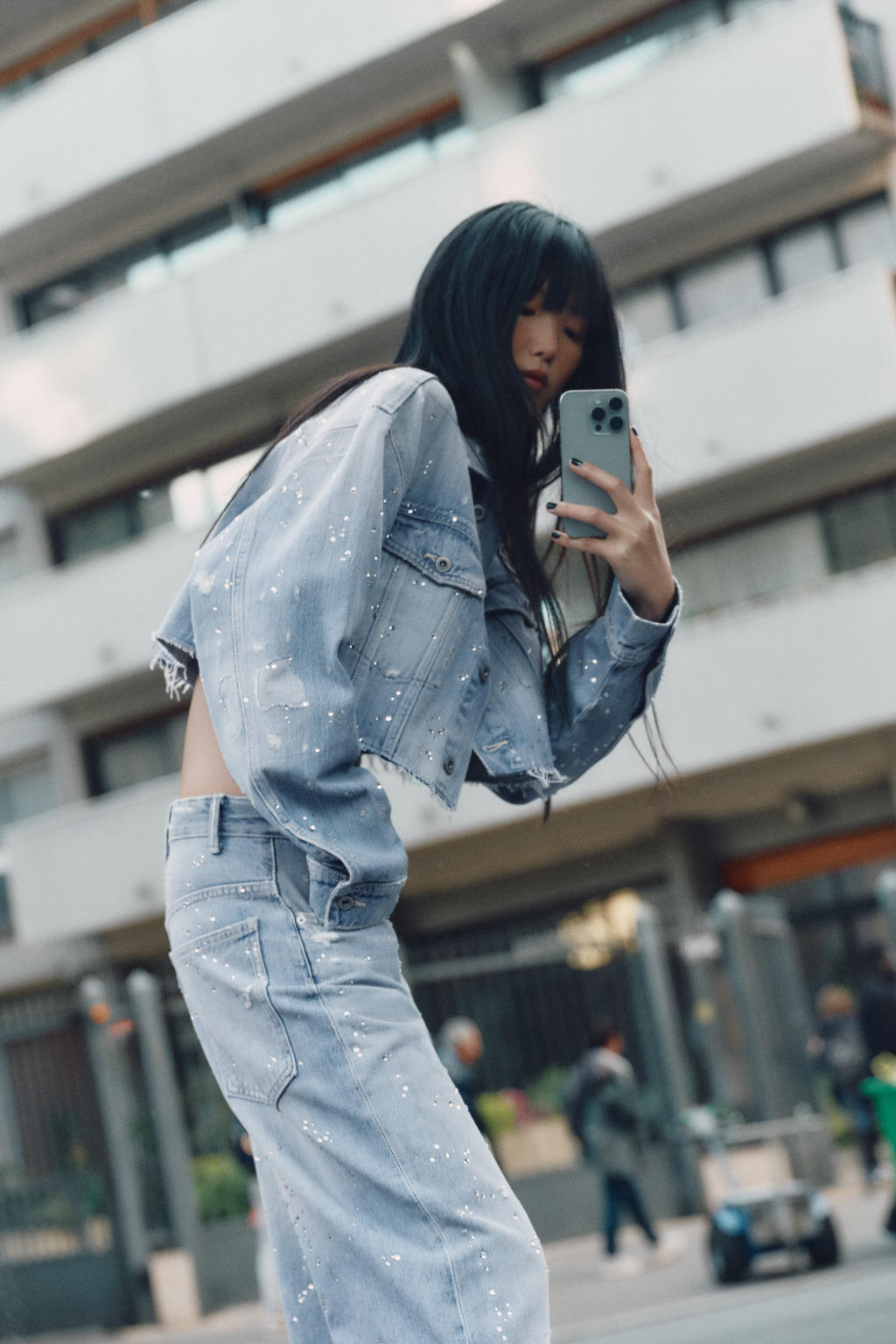 TRF STRASS CROP DENIM JACKET - Zara фото 3