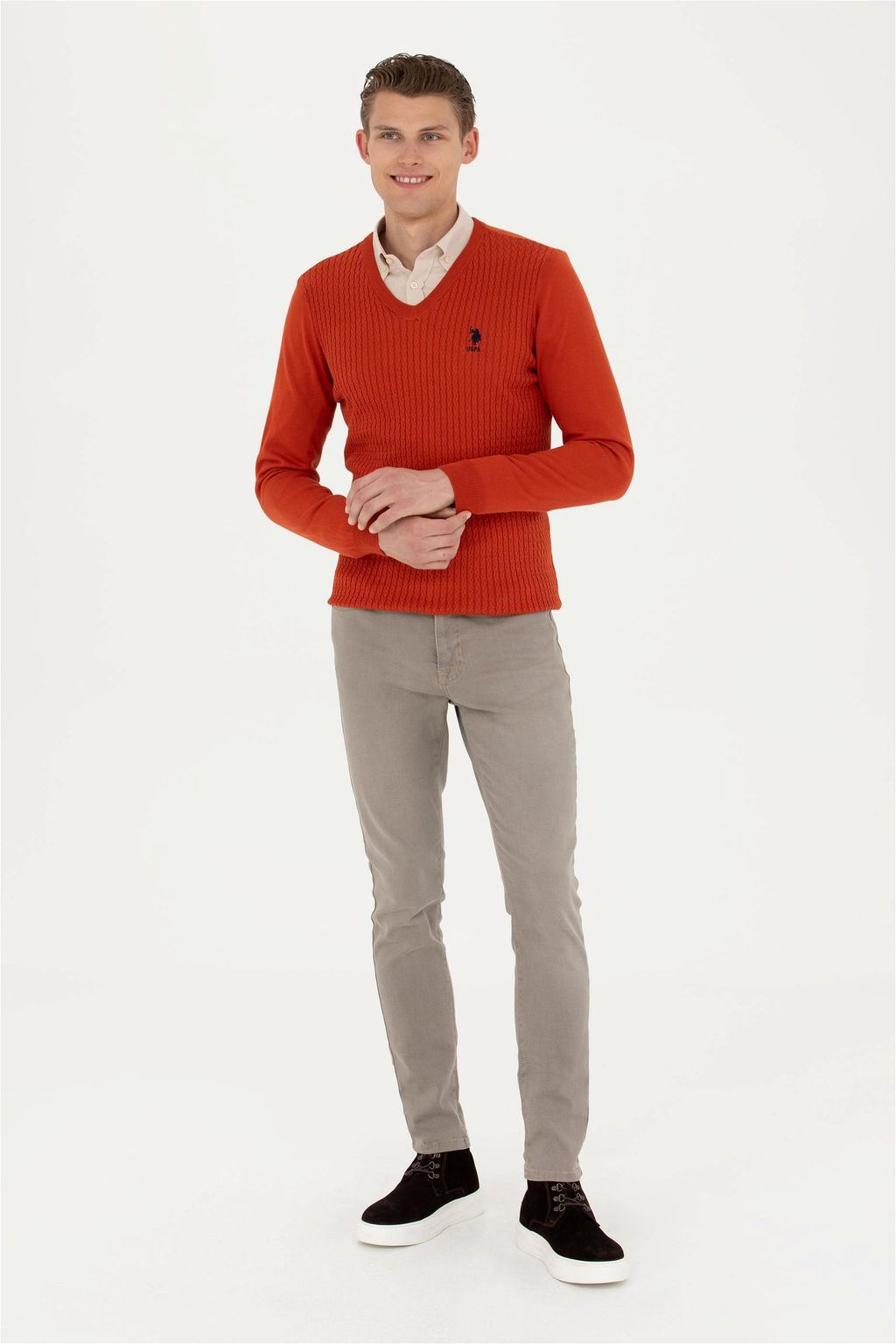 Мужской базовый свитер с плиткой - U.s. polo assn фото 4