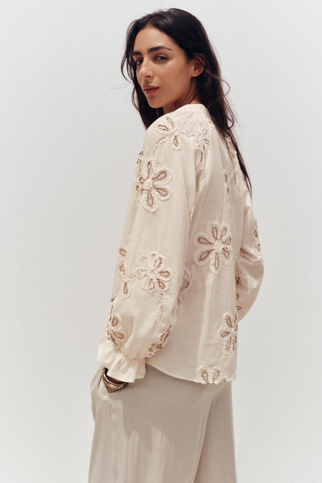 EMBROIDERED TEXTURED BLOUSE - Zara фото 4