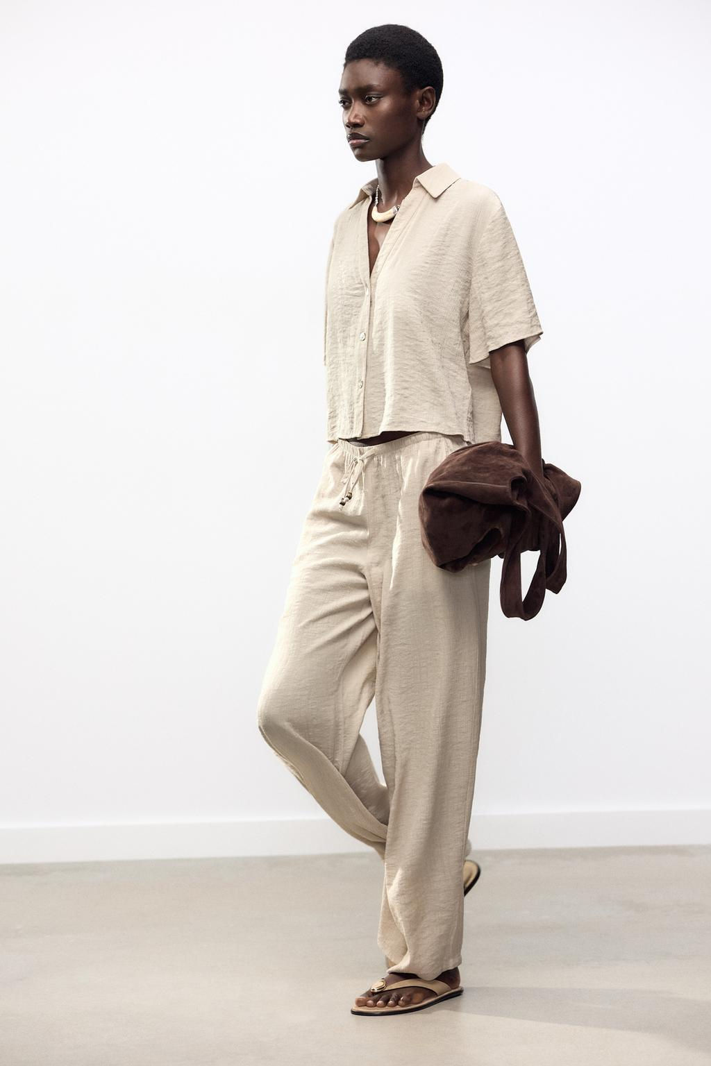 WIDE-LEG TROUSERS WITH ELASTIC WAISTBAND - Zara фото 15