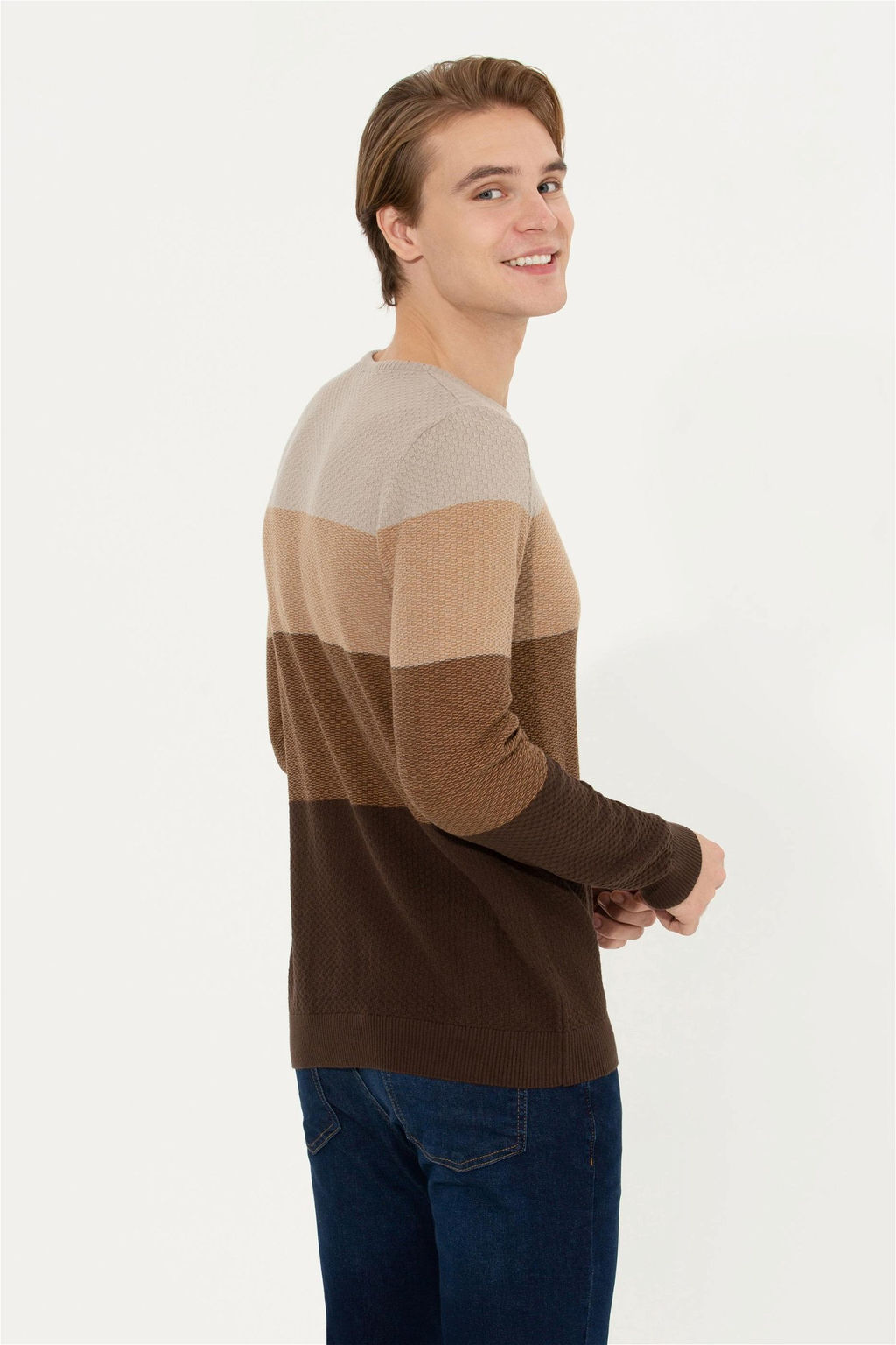 Мужской вязаный свитер кокосового цвета с круглым вырезом Неожиданная скидка в корзине - U.s. polo assn фото 5