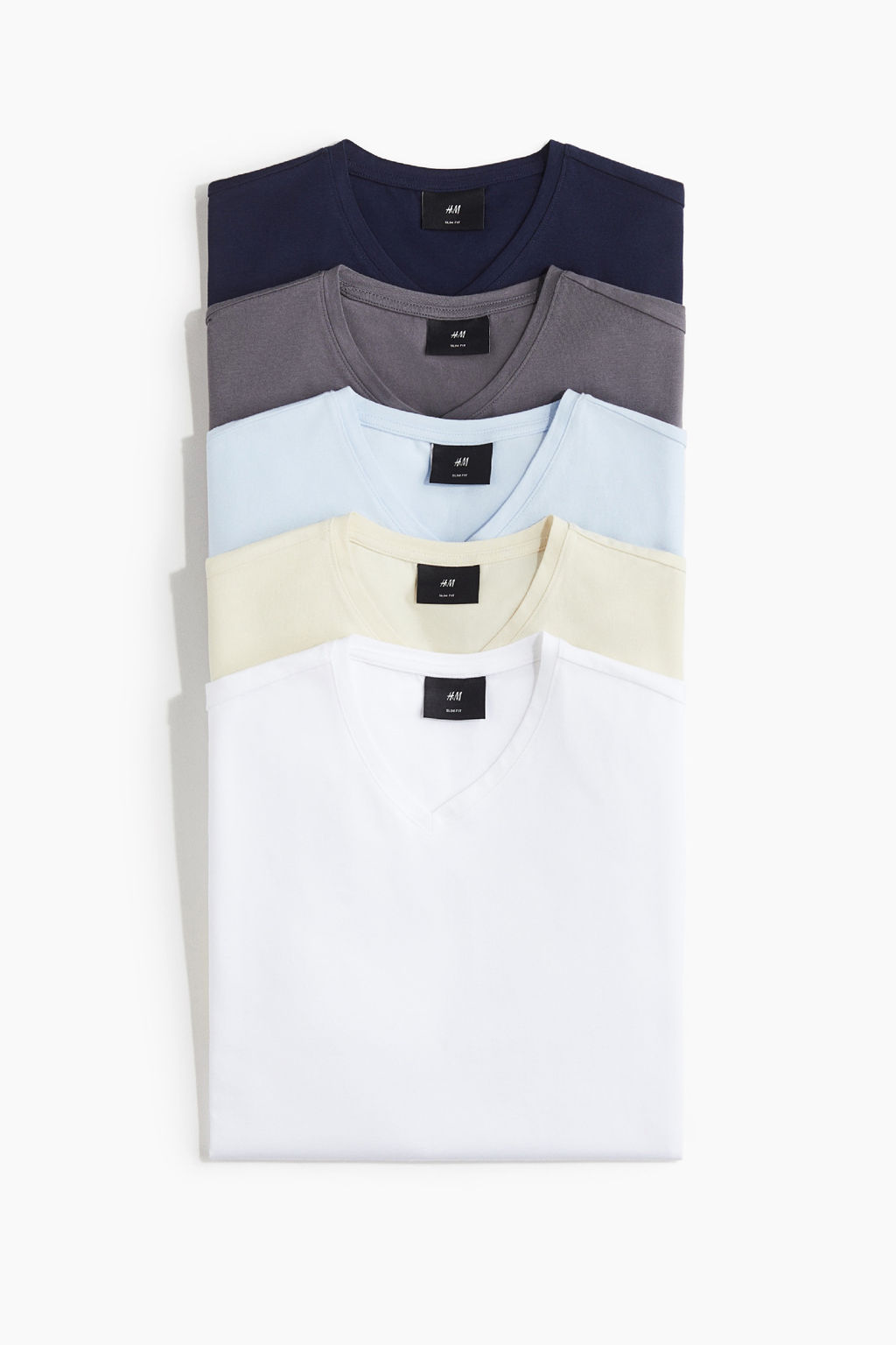 Pack de 5 camisetas con cuello de pico Slim Fit - H&m фото 2