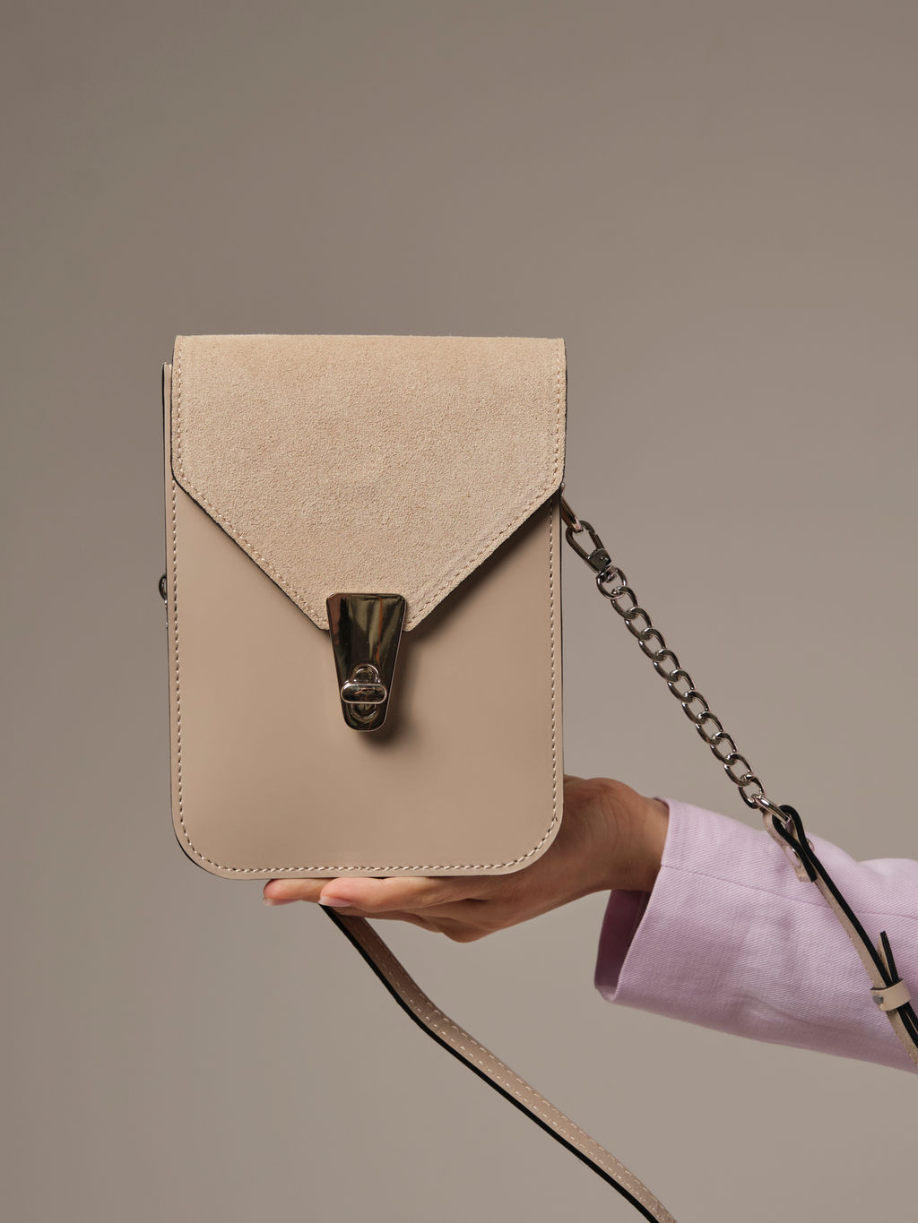 Сумка замшевая кросс-боди Deboro 31023 беж.круж/ваниль