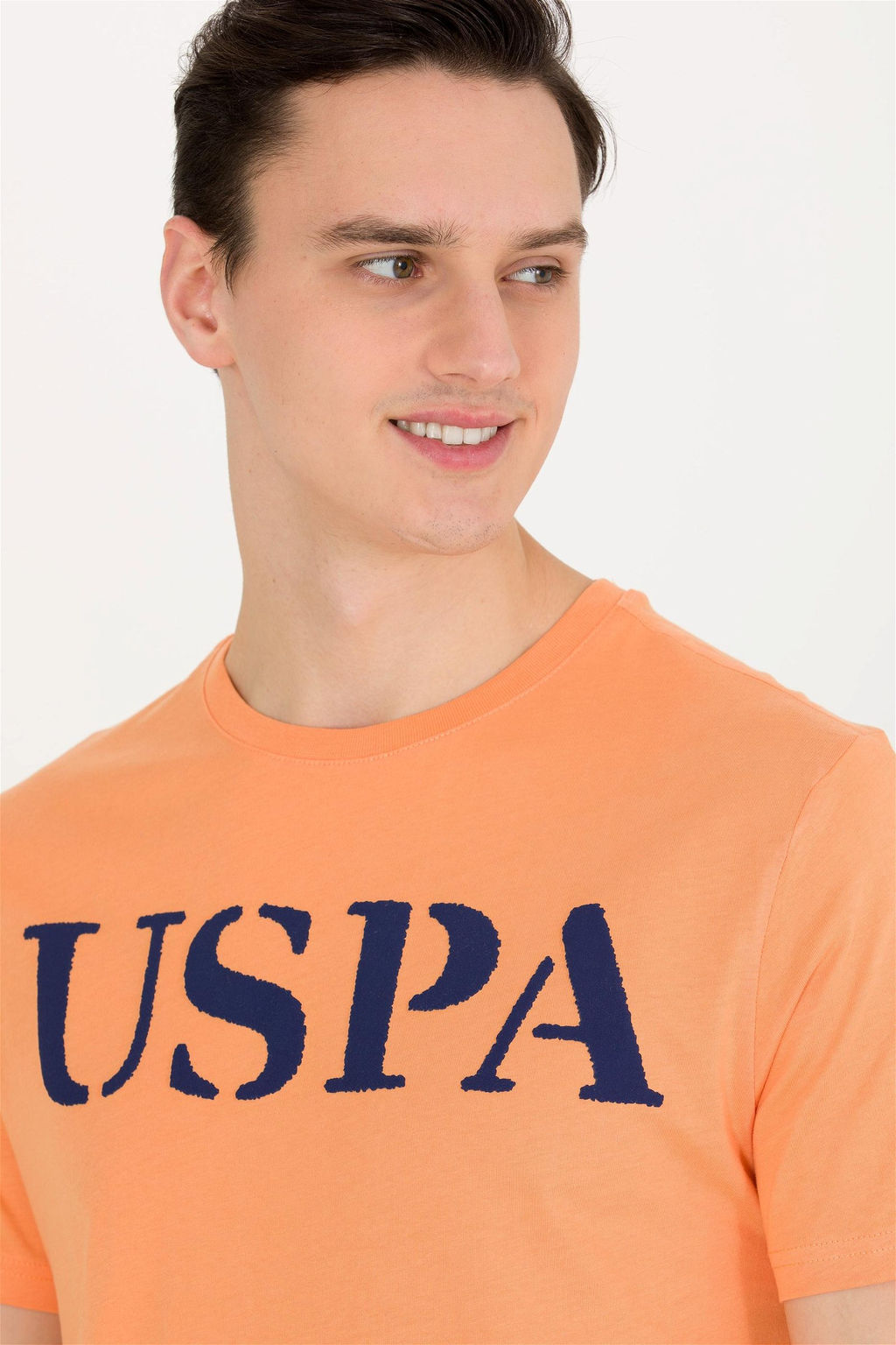 Мужская оранжевая базовая футболка с круглым вырезом - U.s. polo assn фото 8