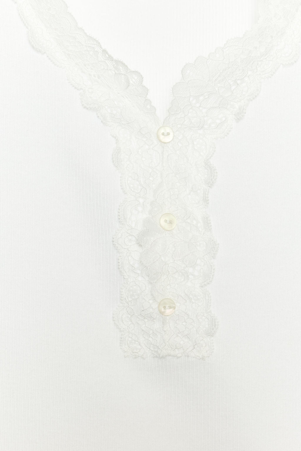 CAMISETA RIB ENCAJE / Blanco roto - Zara фото 3