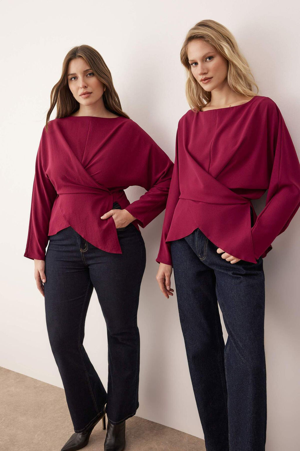 Bordo Kruvaze Baglamal? Dokuma Bluz TWOAW26BZ00232