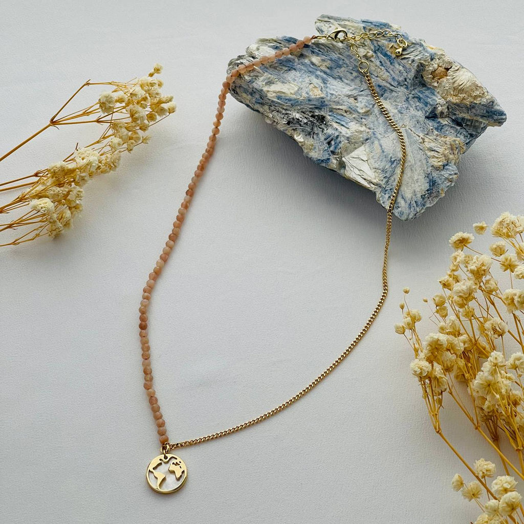 Колье на цепочке с Солнечным камнем и подвеской 46 см +