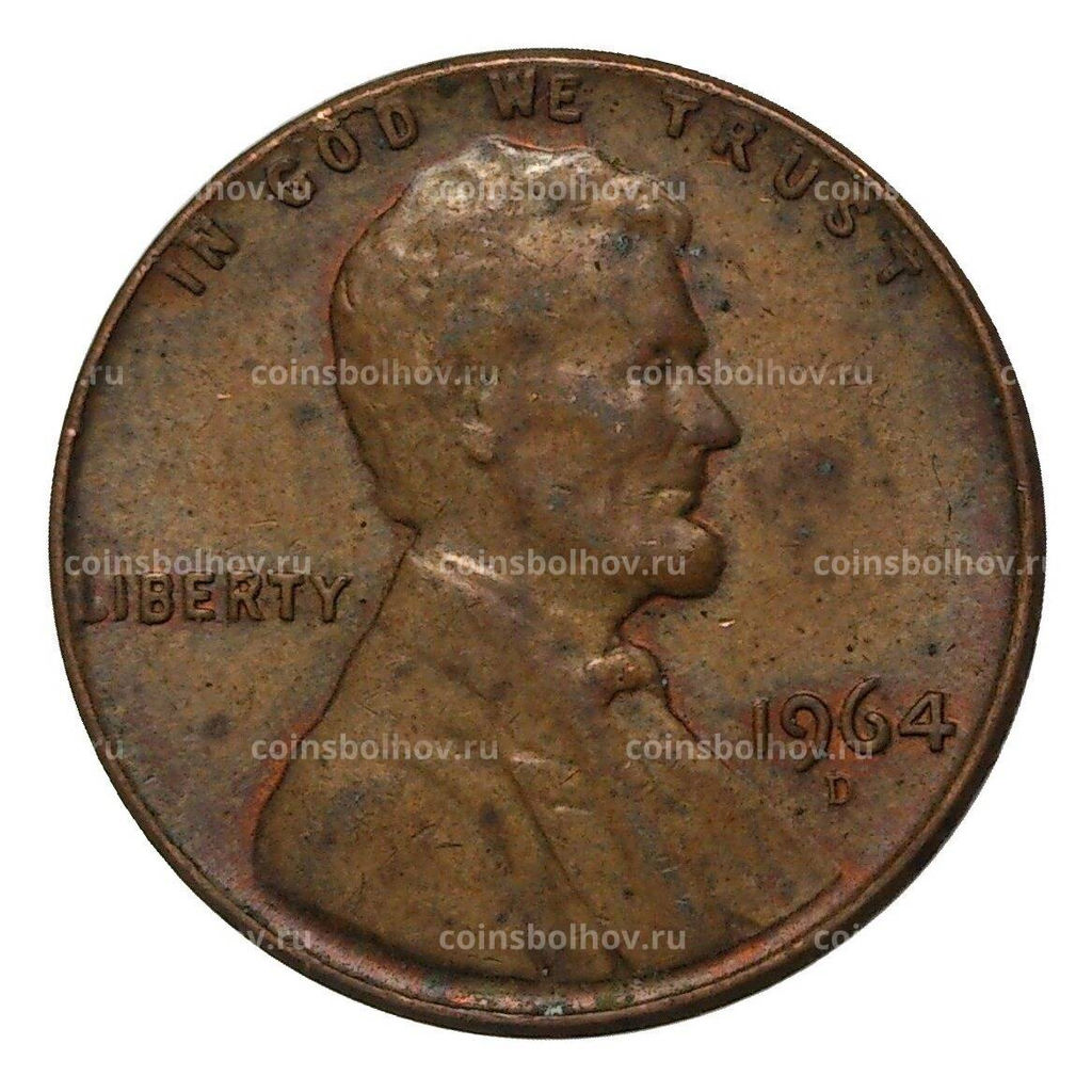 Монета 1 цент 1964 года D
