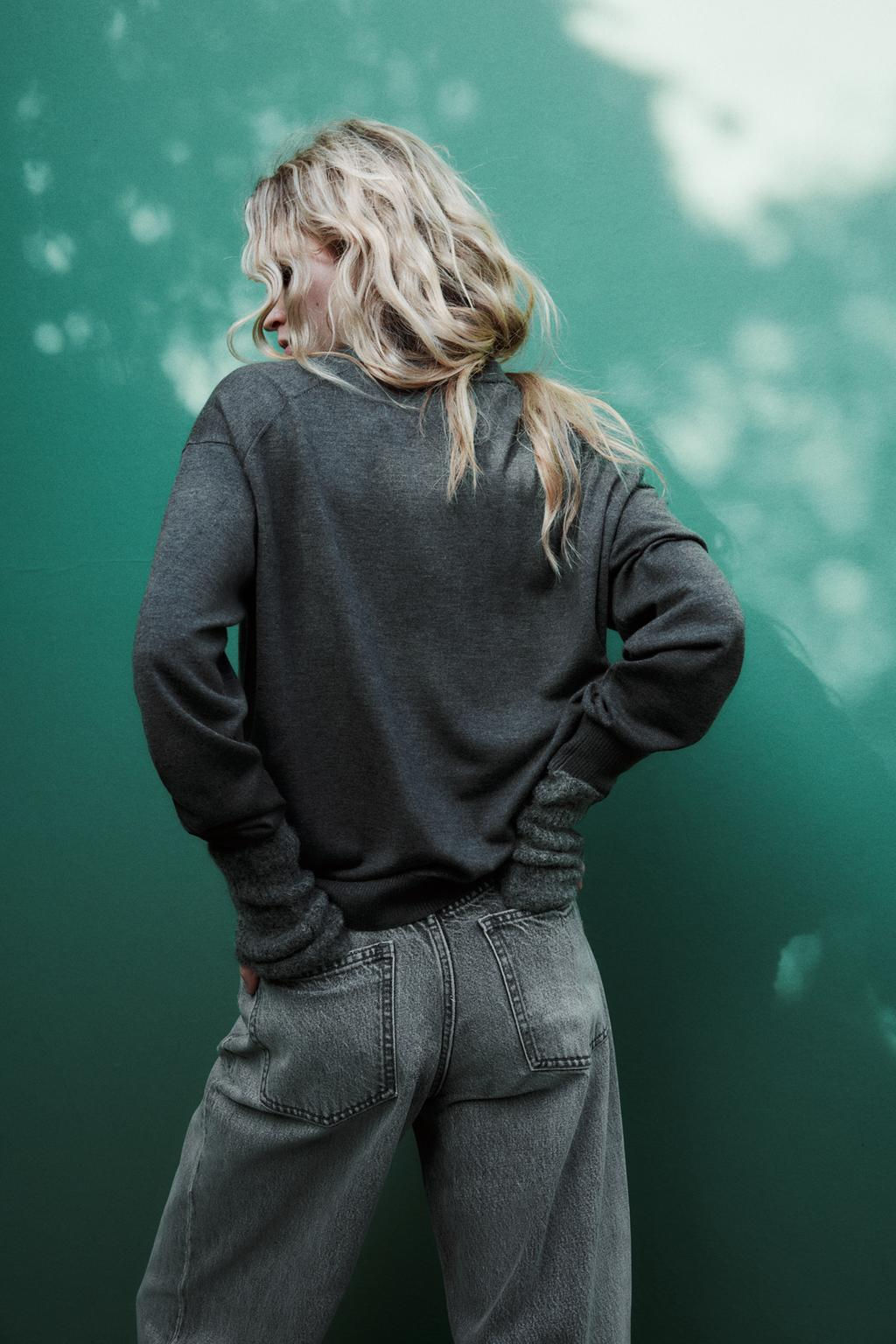 HIGH-WAIST TRF WIDE-LEG JEANS WITH CROSSOVER WAISTBAND - Zara фото 37