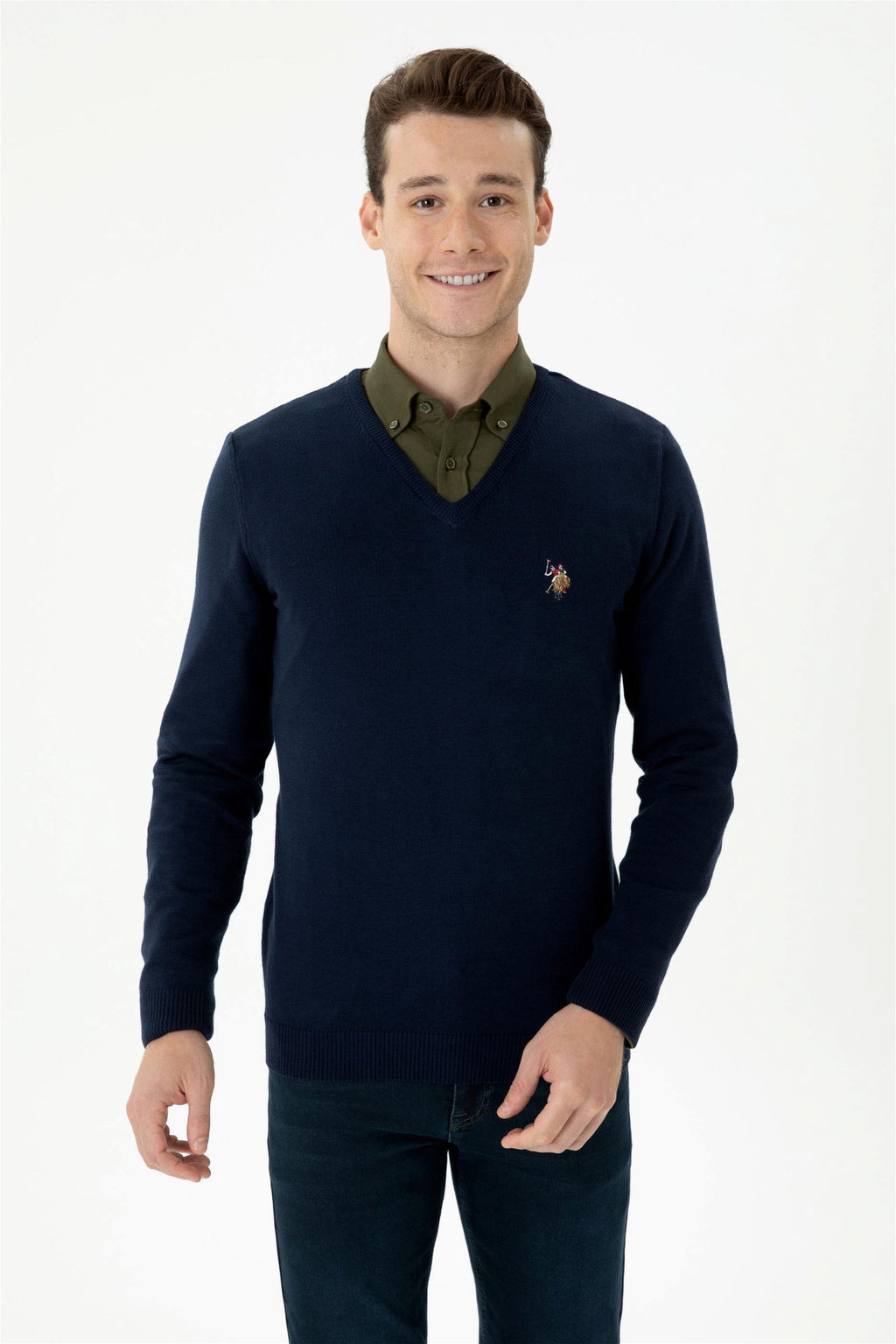 U. S. Polo Assn Мужской темно-синий базовый свитер - U.s. polo assn фото 10